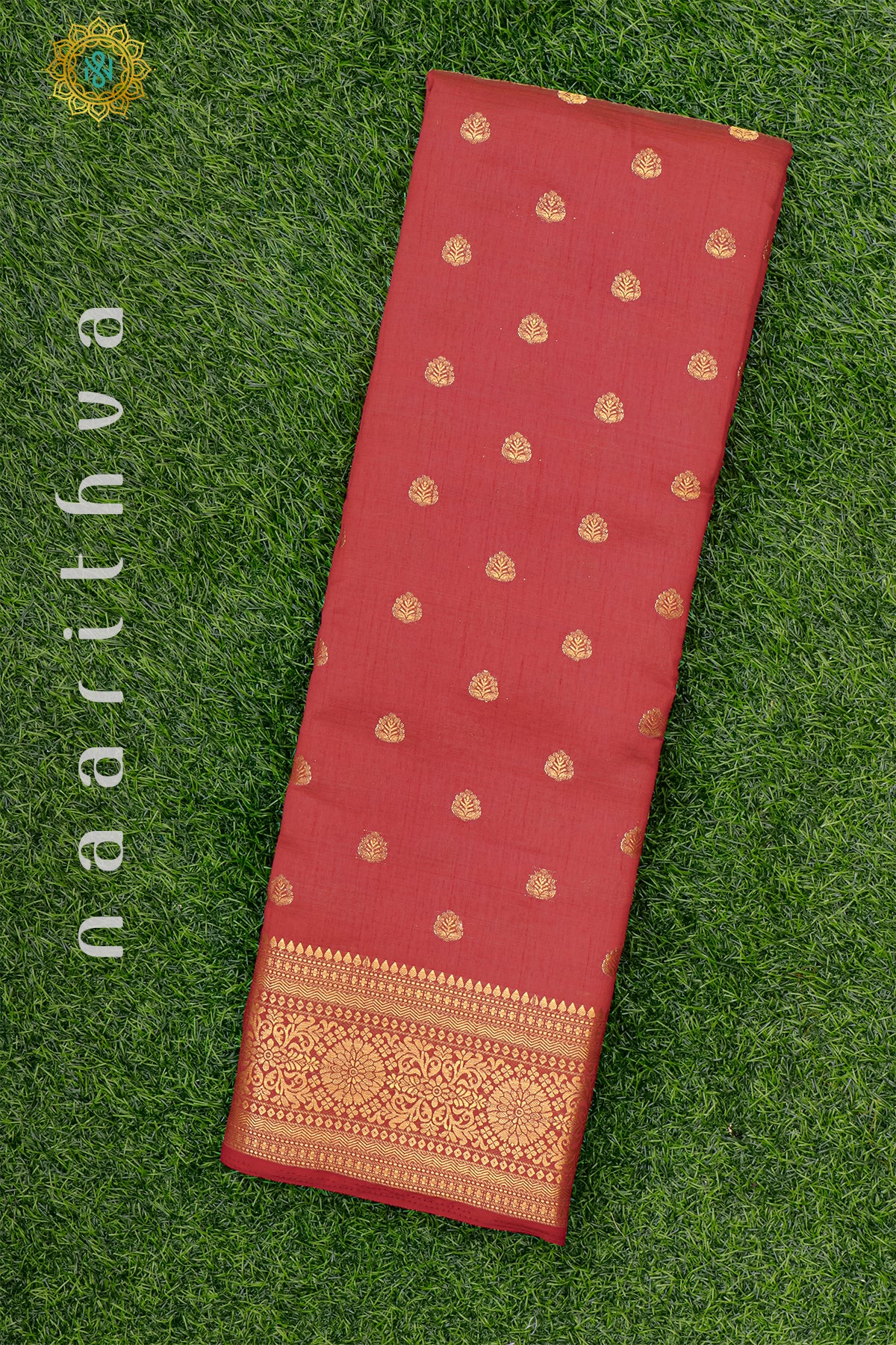 RED - SEMI RAW SILK