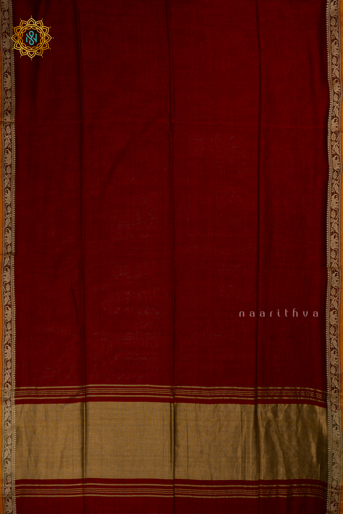 Red  Mul Cotton Saree  with Plain Body and Thread Woven Border