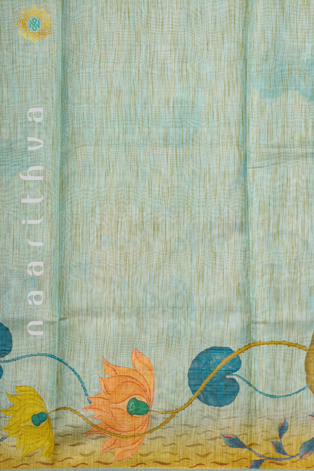 YELLOW WITH AQUA GREEN - LINEN TISSUE