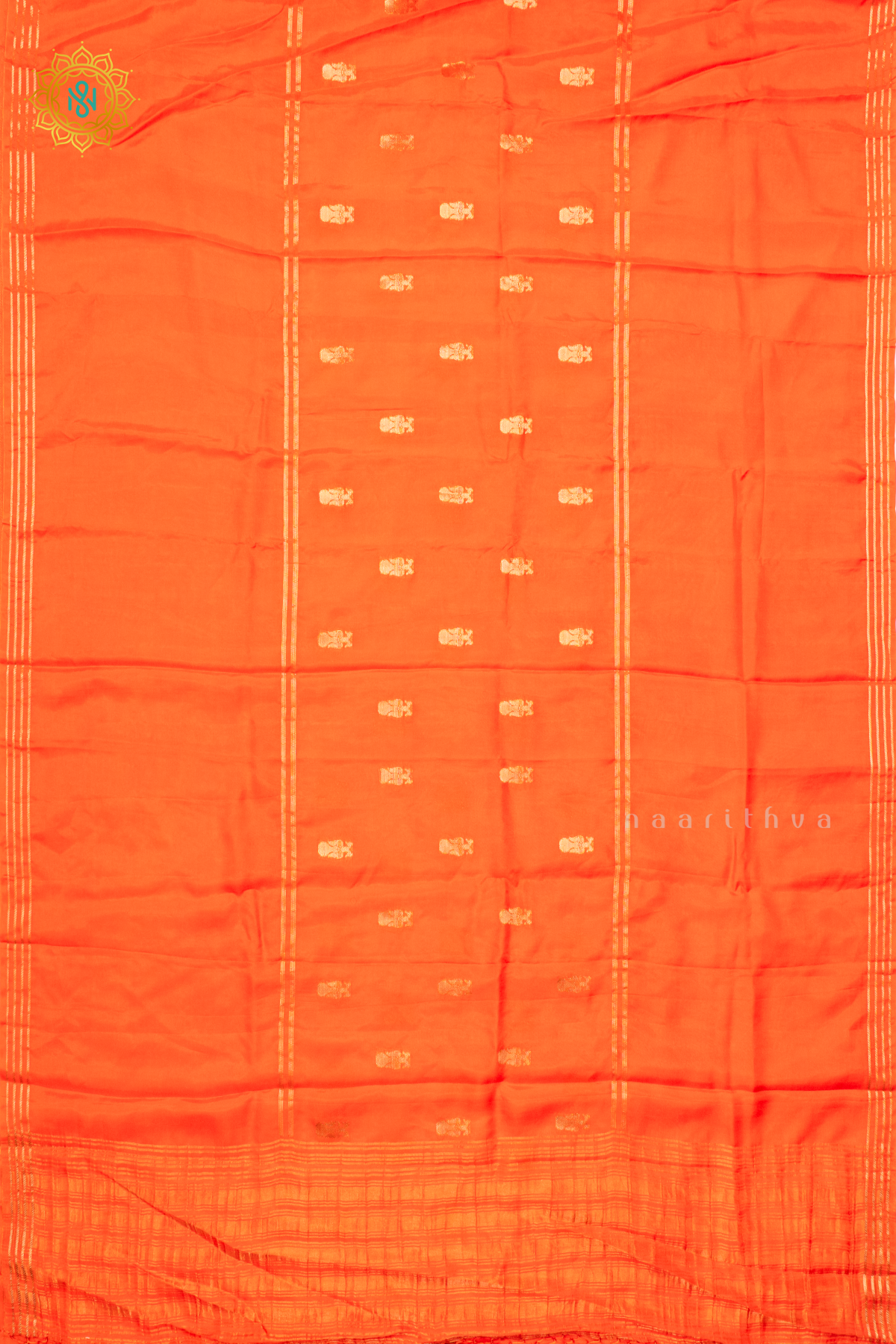 ORANGE WITH PURPLE - SEMI CREPE SILK