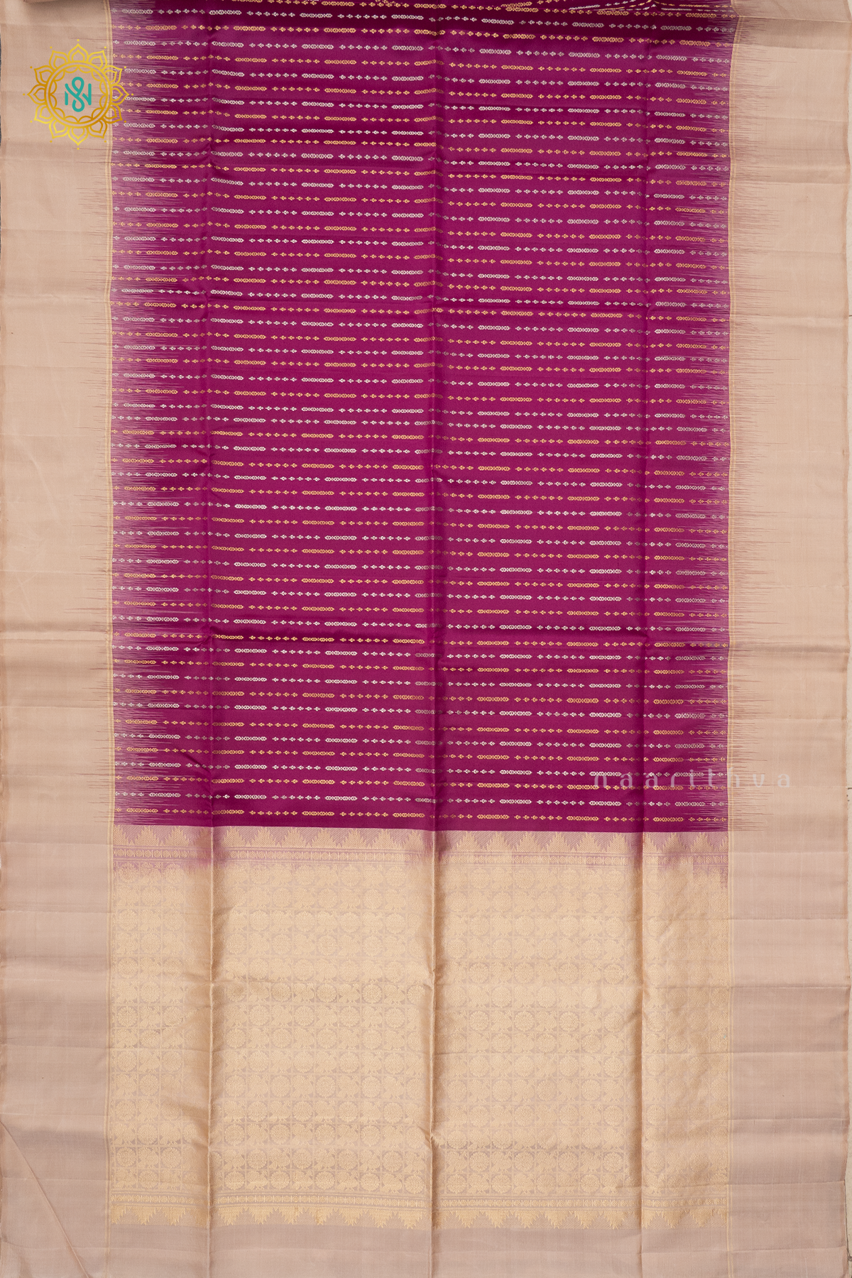 WINE WITH BEIGE - PURE KANJIVARAM SOFT SILK