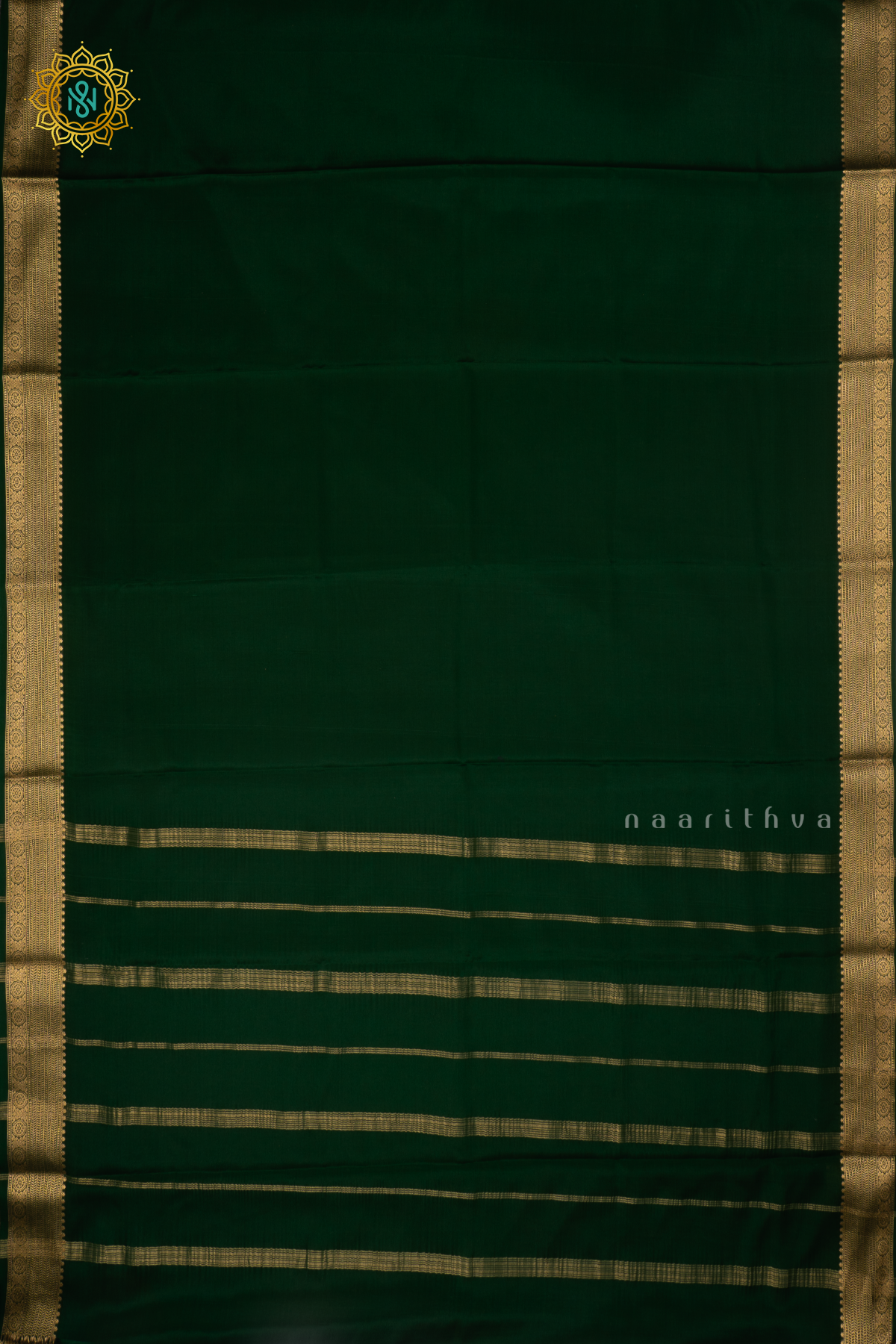 BOTTLE GREEN - PURE MYSORE CREPE SILK