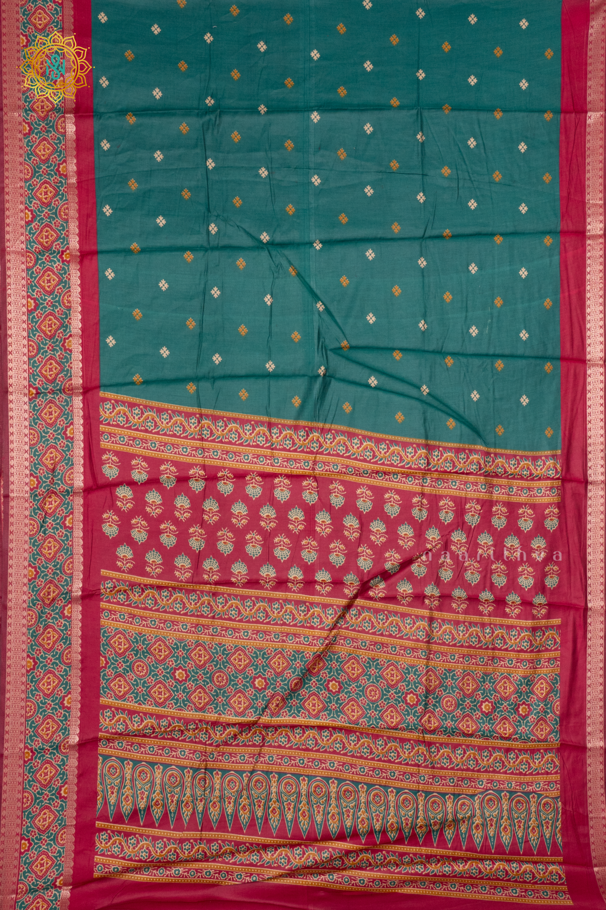 AQUA GREEN WITH MAROON - SOFT COTTON