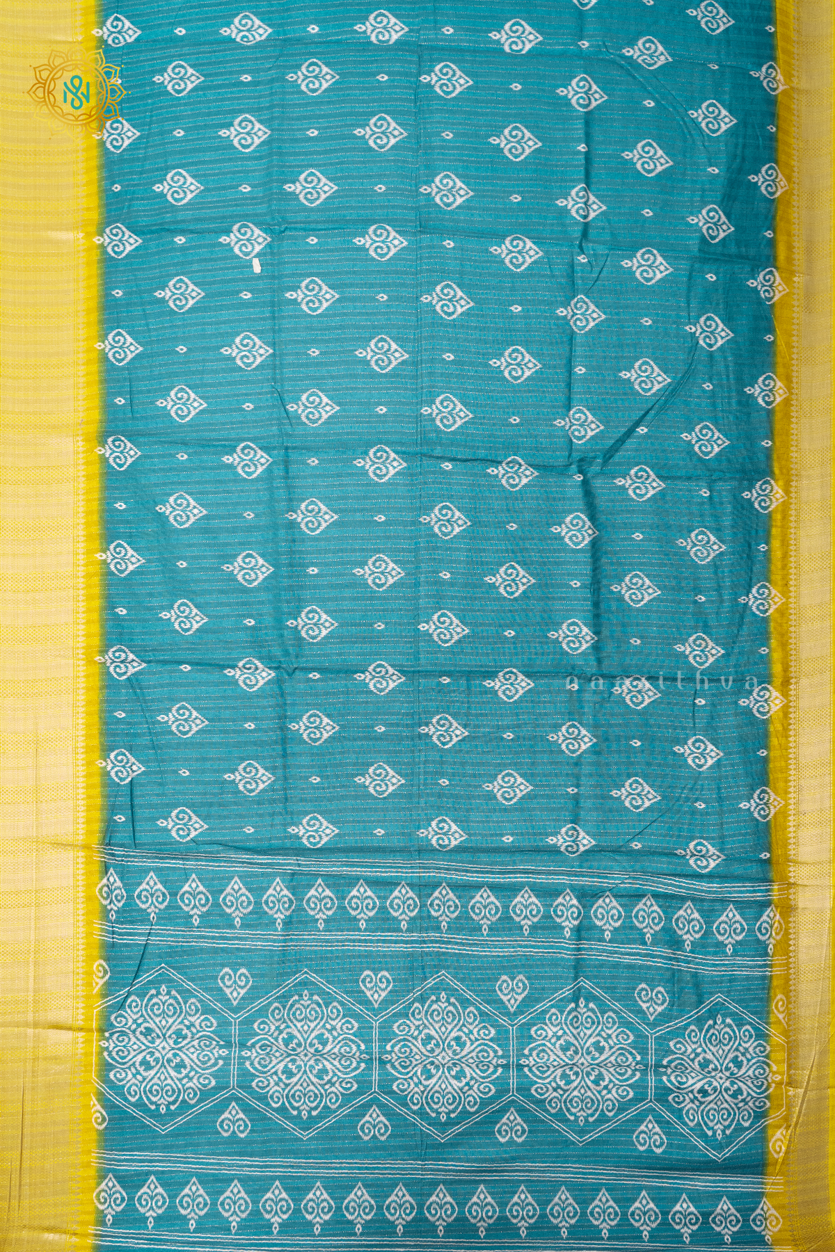 SKY BLUE WITH YELLOW - DOLA SILK