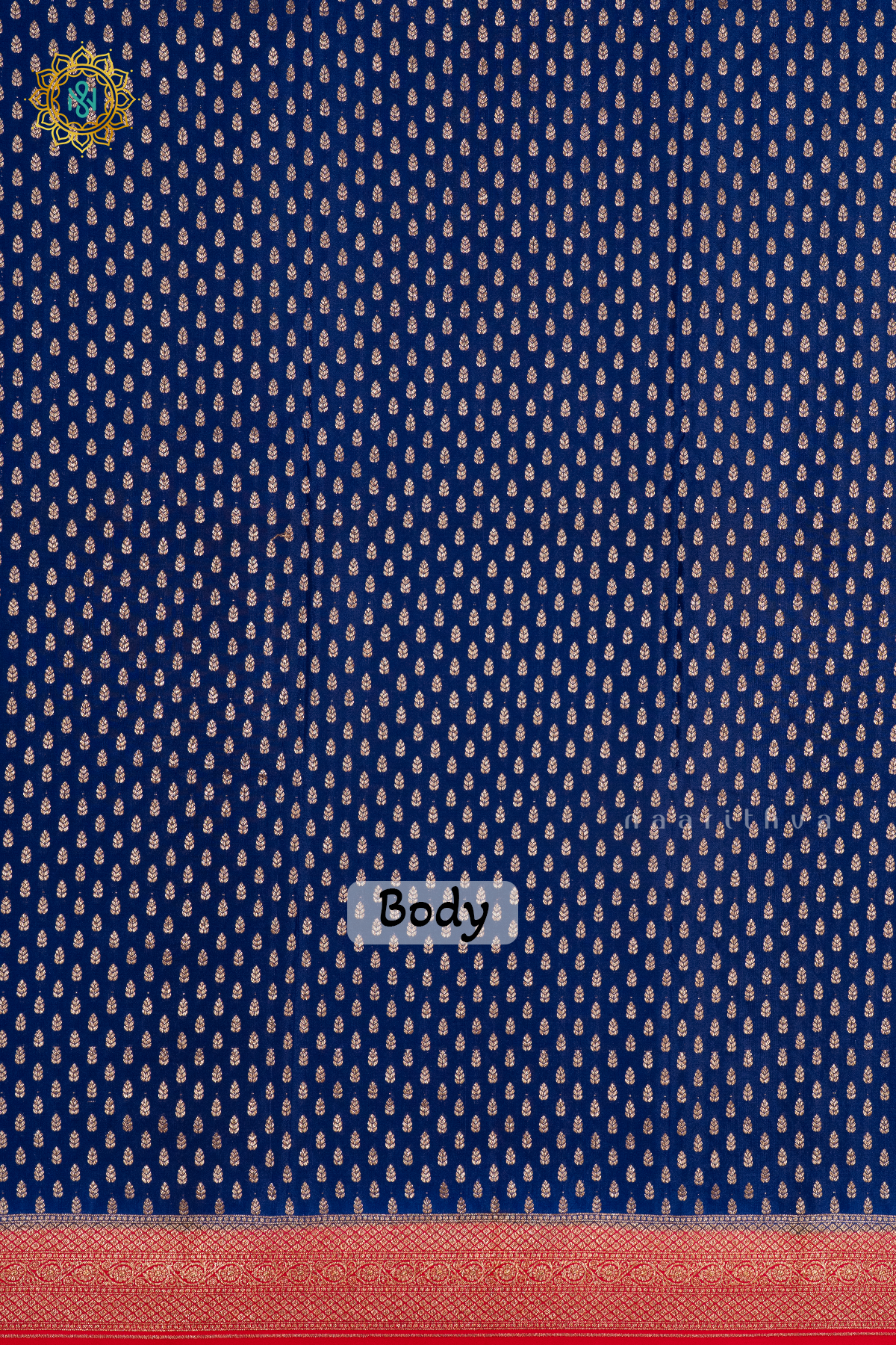BLUE WITH RED - PURE BANARASI CREPE SILK