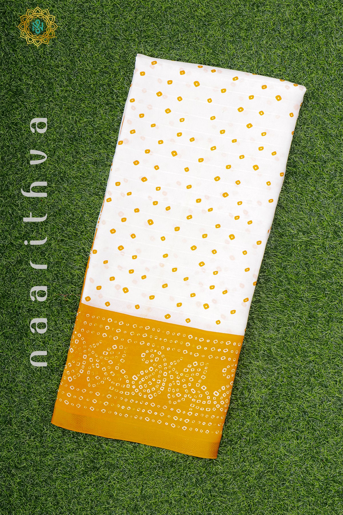 WHITE WITH YELLOW - SEMI GEORGETTE