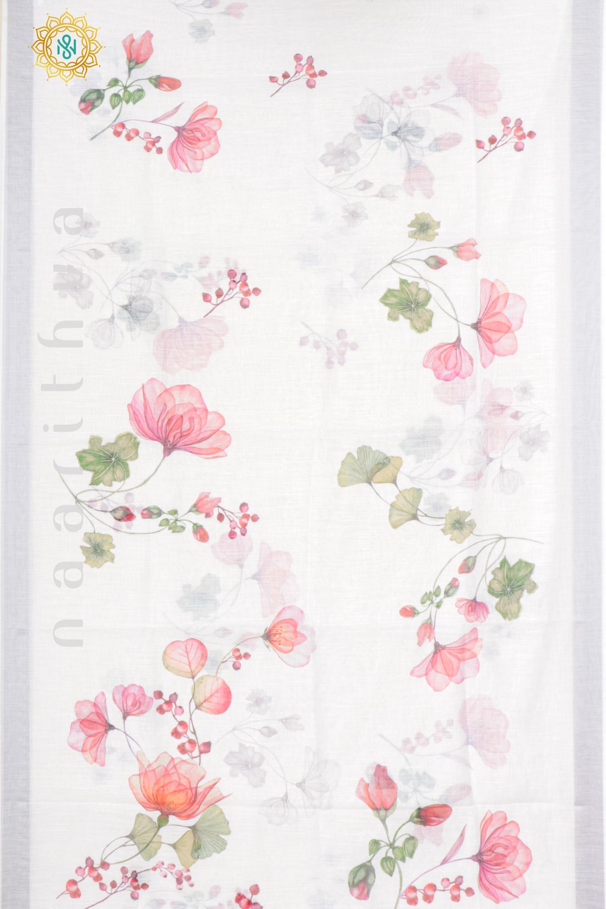 WHITE WITH PINK - LINEN BY COTTON