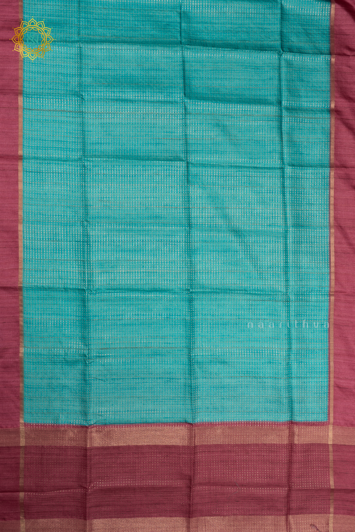 AQUA BLUE WITH MAGENTA - SEMI TUSSAR SILK