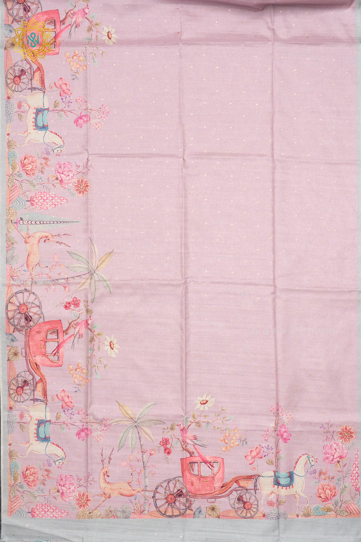LAVENDER WITH AQUA GREEN - SEMI TUSSAR