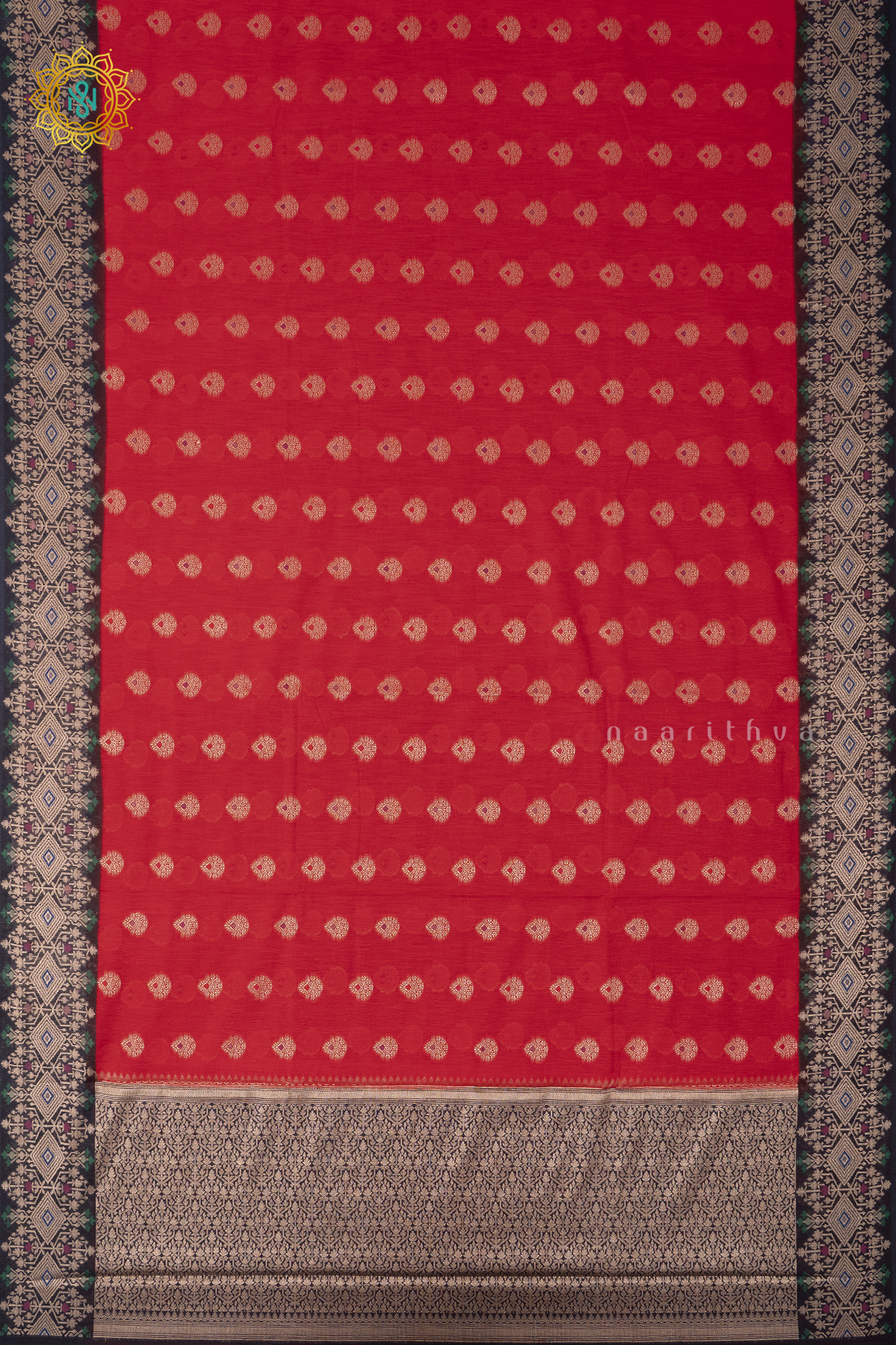 RED WITH BLACK - JUTE COTTON