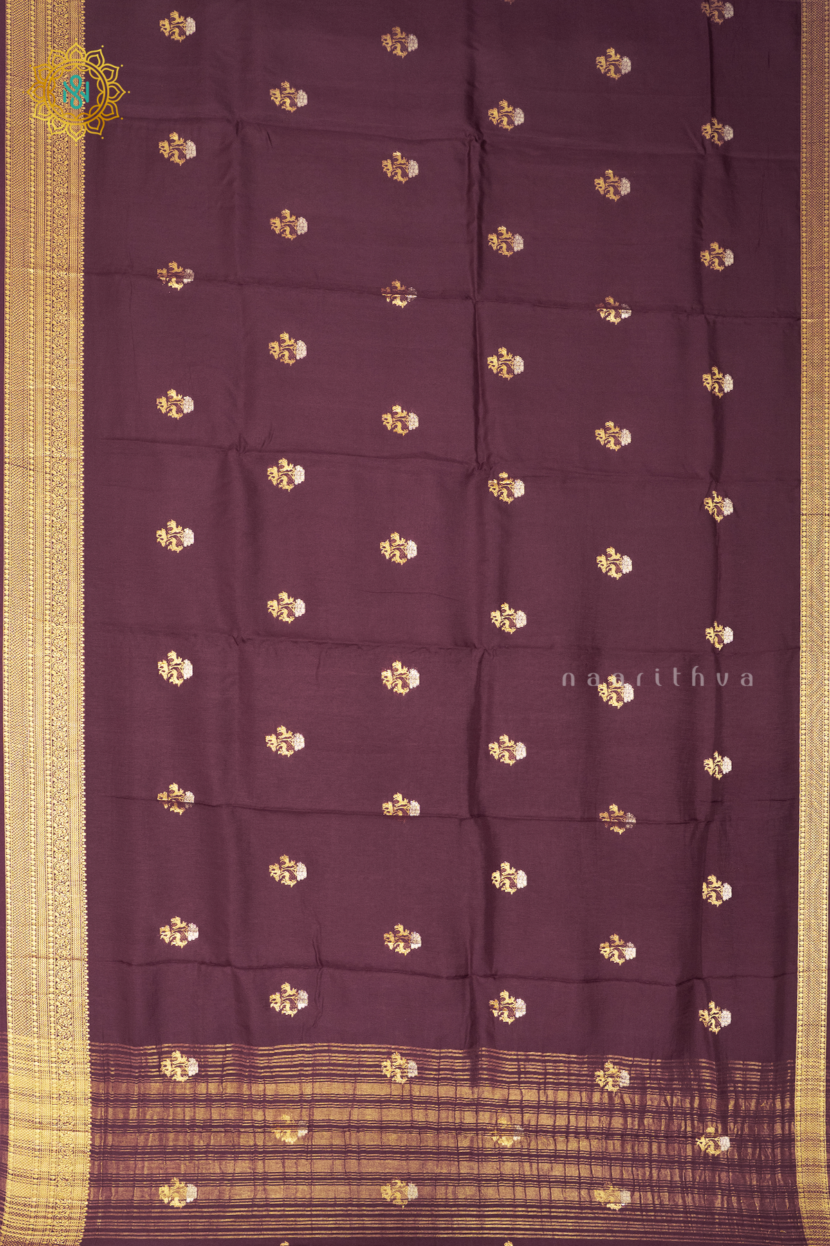 WINE WITH TEAL BLUE - SEMI CREPE SILK
