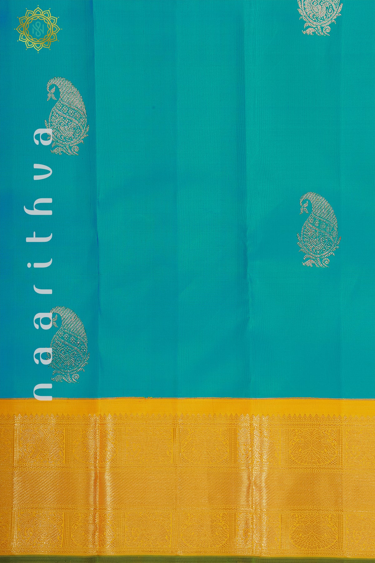 SKY BLUE WITH YELLOW - PURE KANJIVARAM SILK