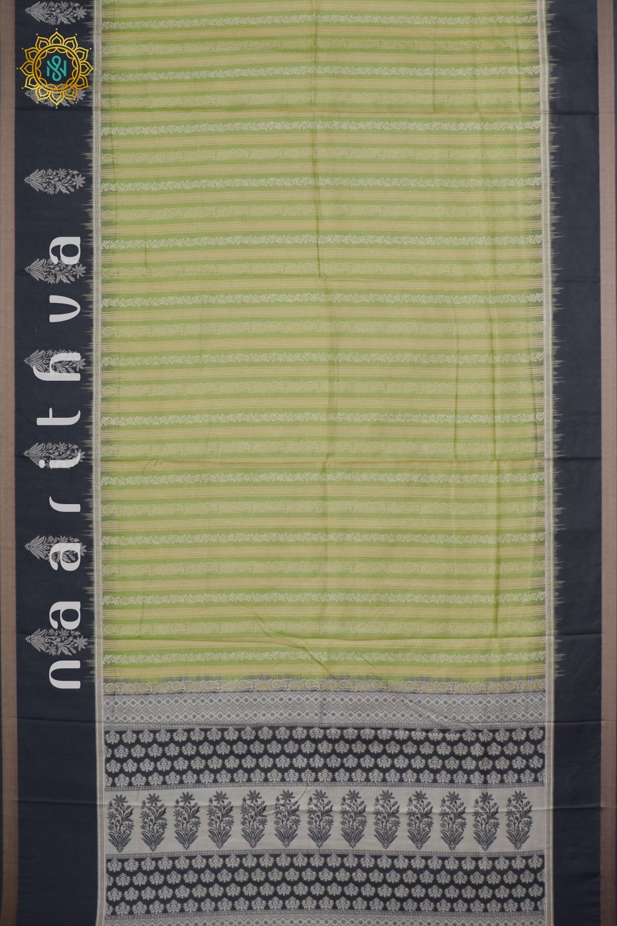 GREEN WITH ELEPHANT GREY - DOLA SILK