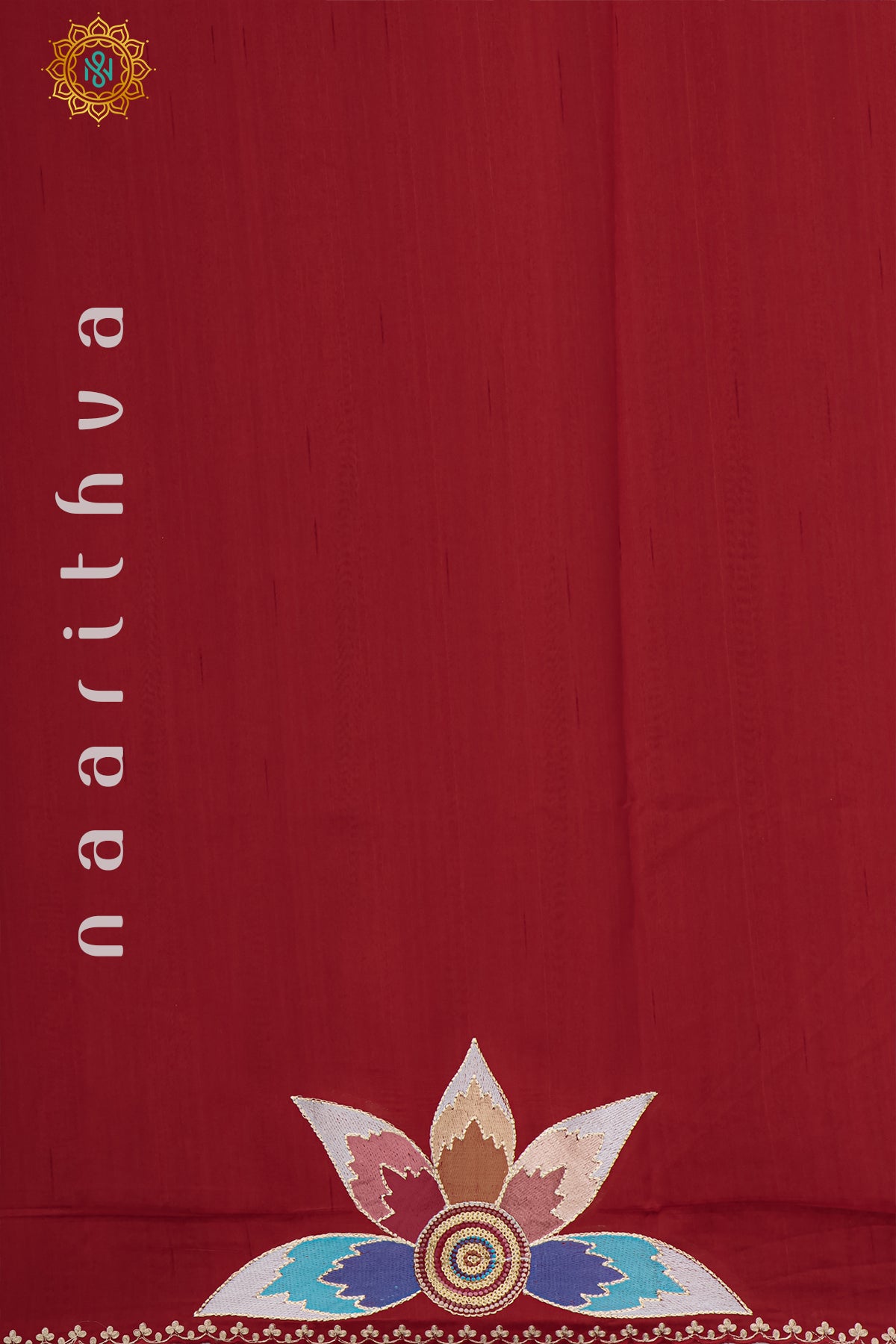 RED - SEMI TUSSAR SILK WITH EMBROIDERY