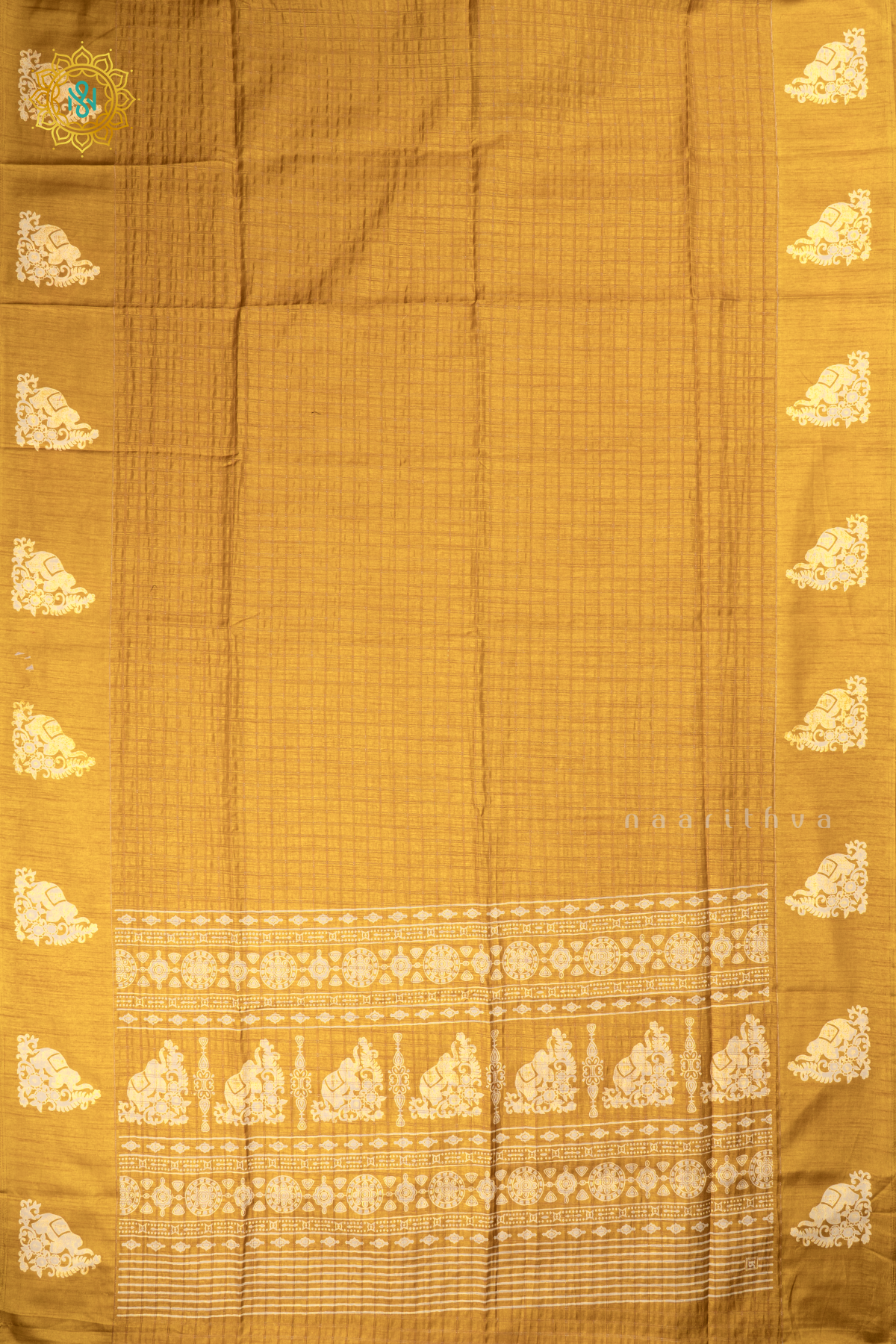 Yellow - Dola Silk Saree Allover Zari Checks and Printed Pallu with Satin Printed Border