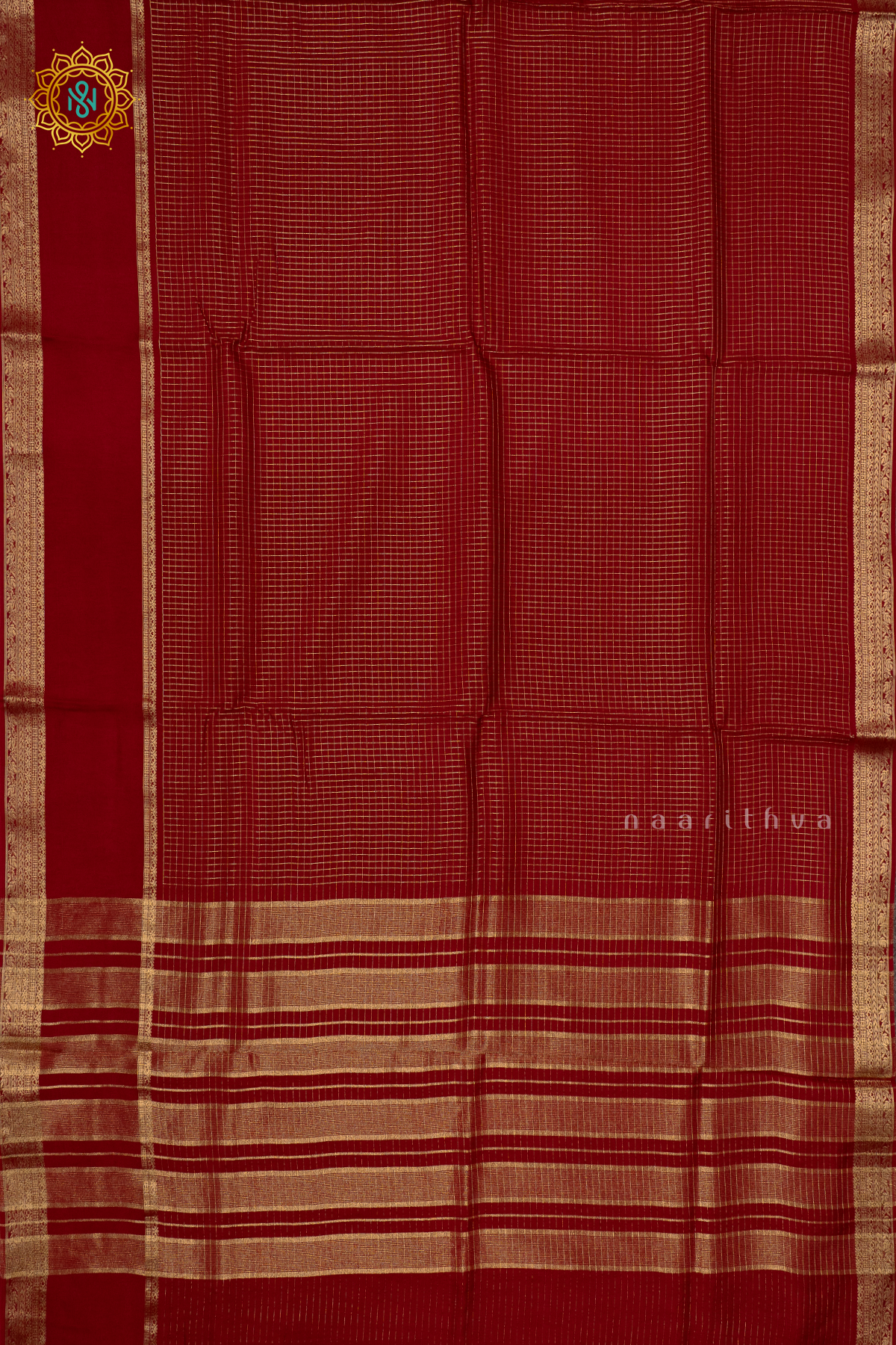 MAROON WITH YELLOW - SEMI CREPE SILK