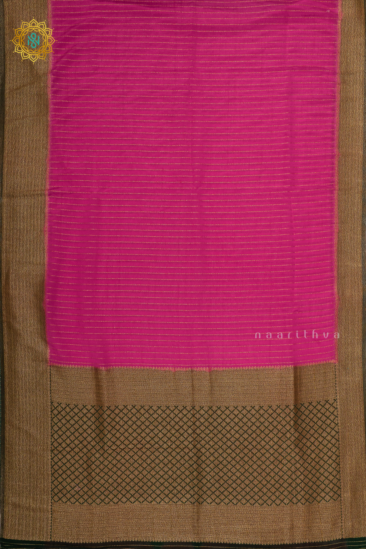 PINK WITH BOTTLE GREEN - SEMI CREPE GEORGETTE