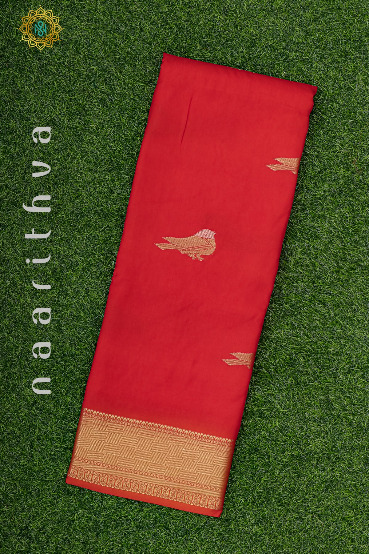 RED WITH GREEN - DOLA SILK