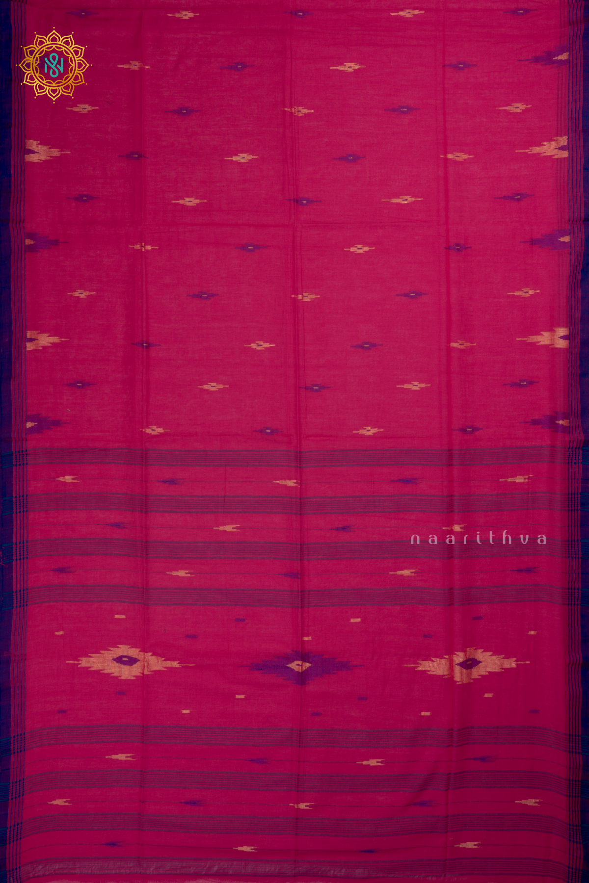 RANI PINK - MUL COTTON SAREE ALLOVER THREAD WOVEN BUTTAS AND CONTRAST BORDER