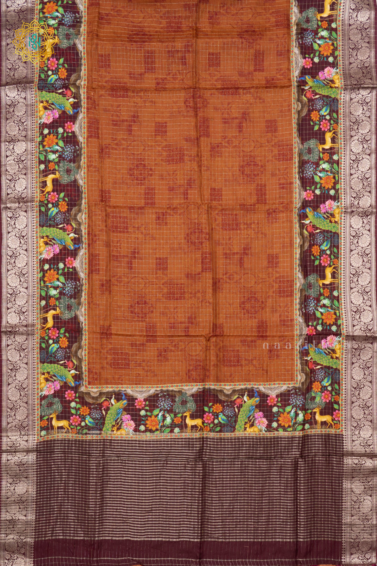 RUST ORANGE WITH WINE - SEMI CREPE SILK