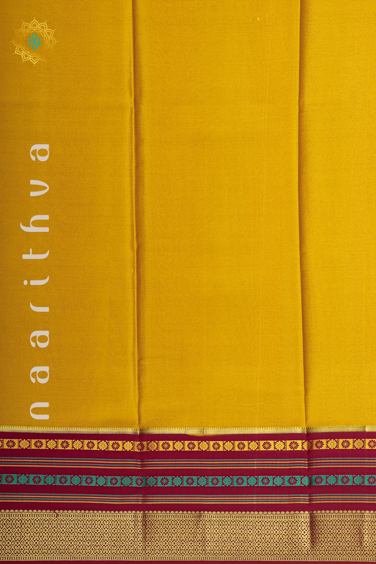 YELLOW WITH RED - PURE MYSORE CREPE SILK