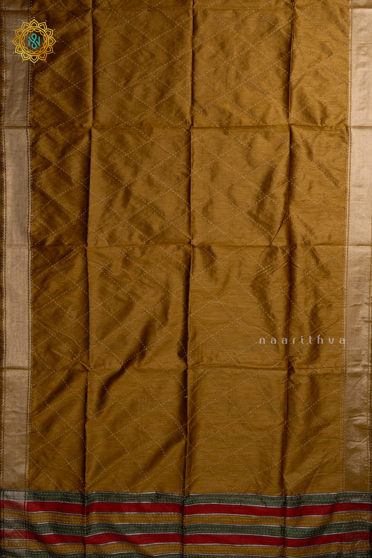 Mustard Semi Tussar Silk Sarree With Rangkat Pallu & Blouse