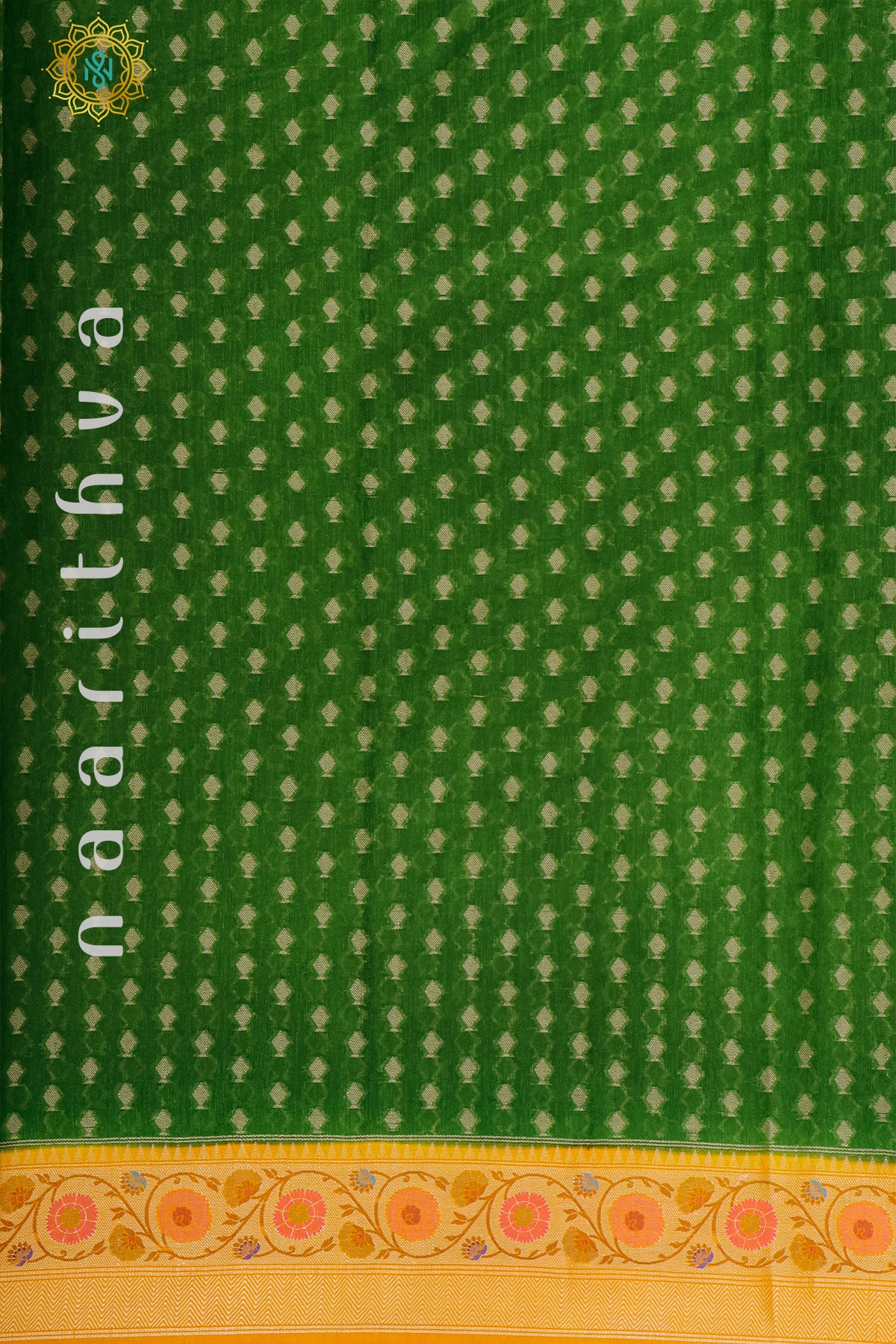 GREEN WITH YELLOW - JUTE COTTON