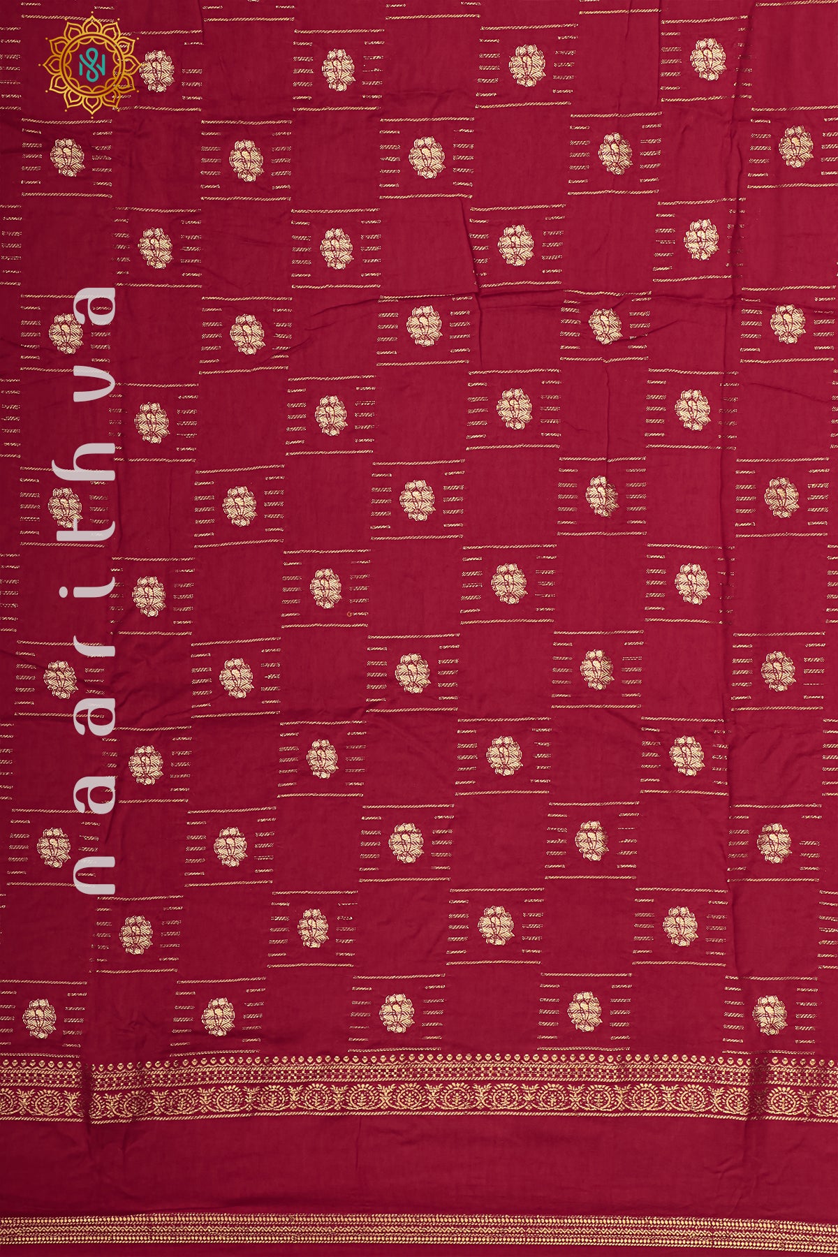 RED WITH GREEN - DOLA SILK