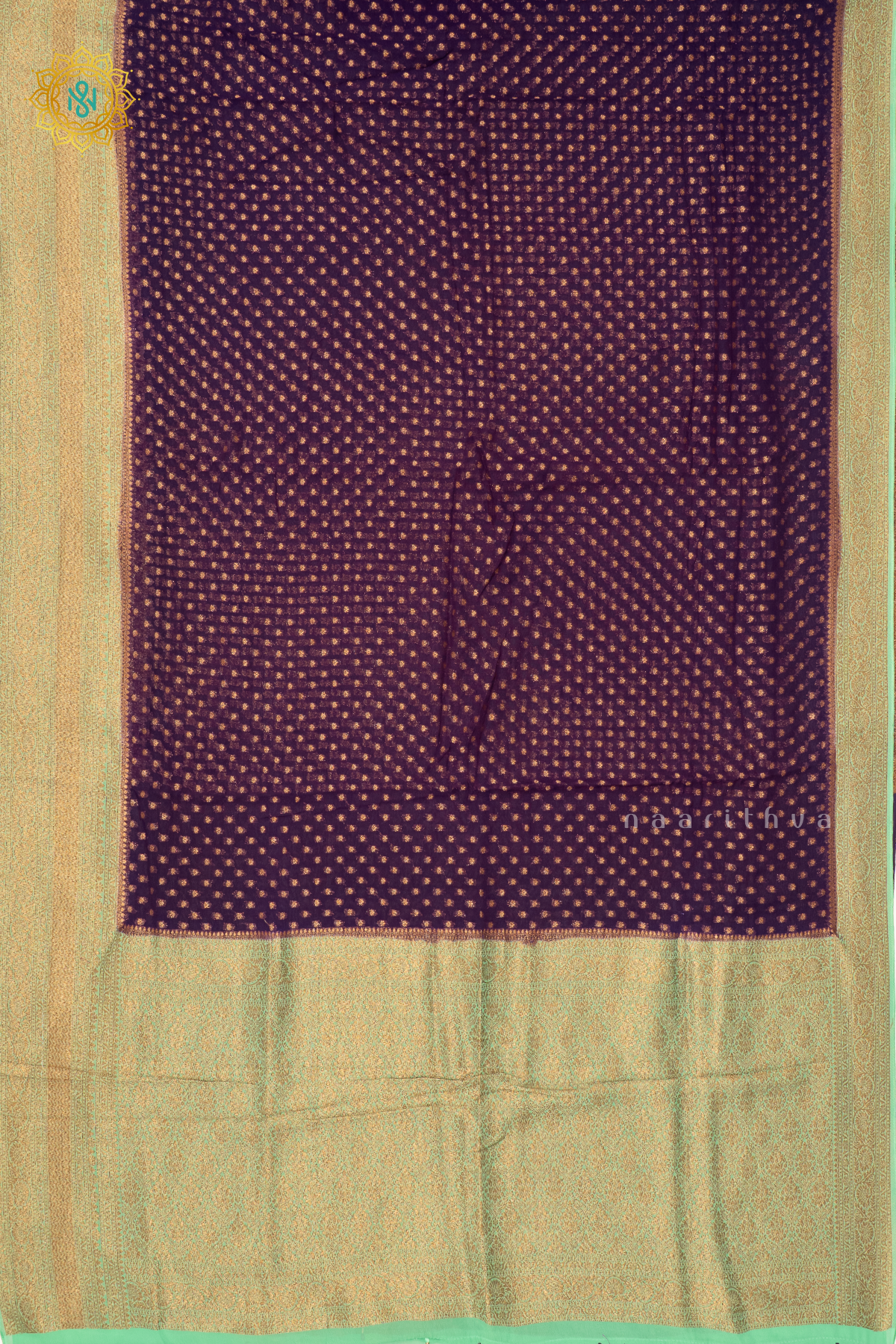 PURPLE WITH AQUA GREEN - SEMI GEORGETTE