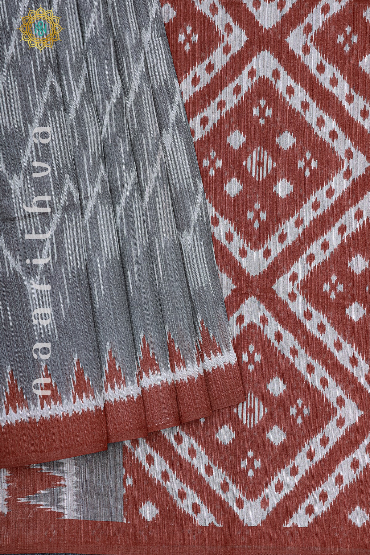 GREY WITH MAROON - JUTE COTTON