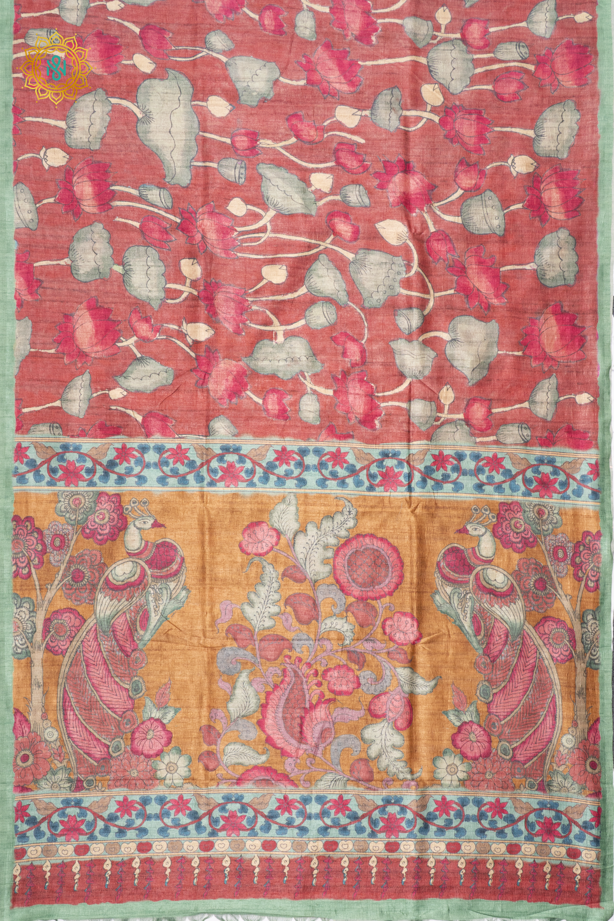 MAROON WITH PISTA GREEN - SEMI GICHA TUSSAR