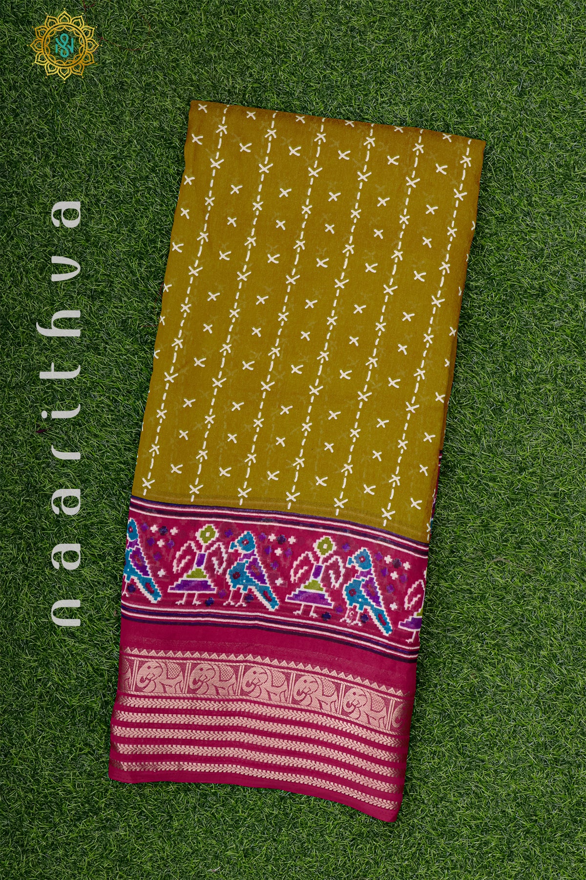 MUSTARD WITH PINK - SEMI GEORGETTE