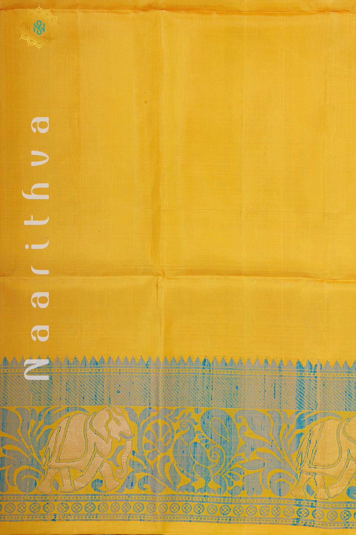 YELLOW WITH BLUE - PURE KANJIVARAM SOFT SILK