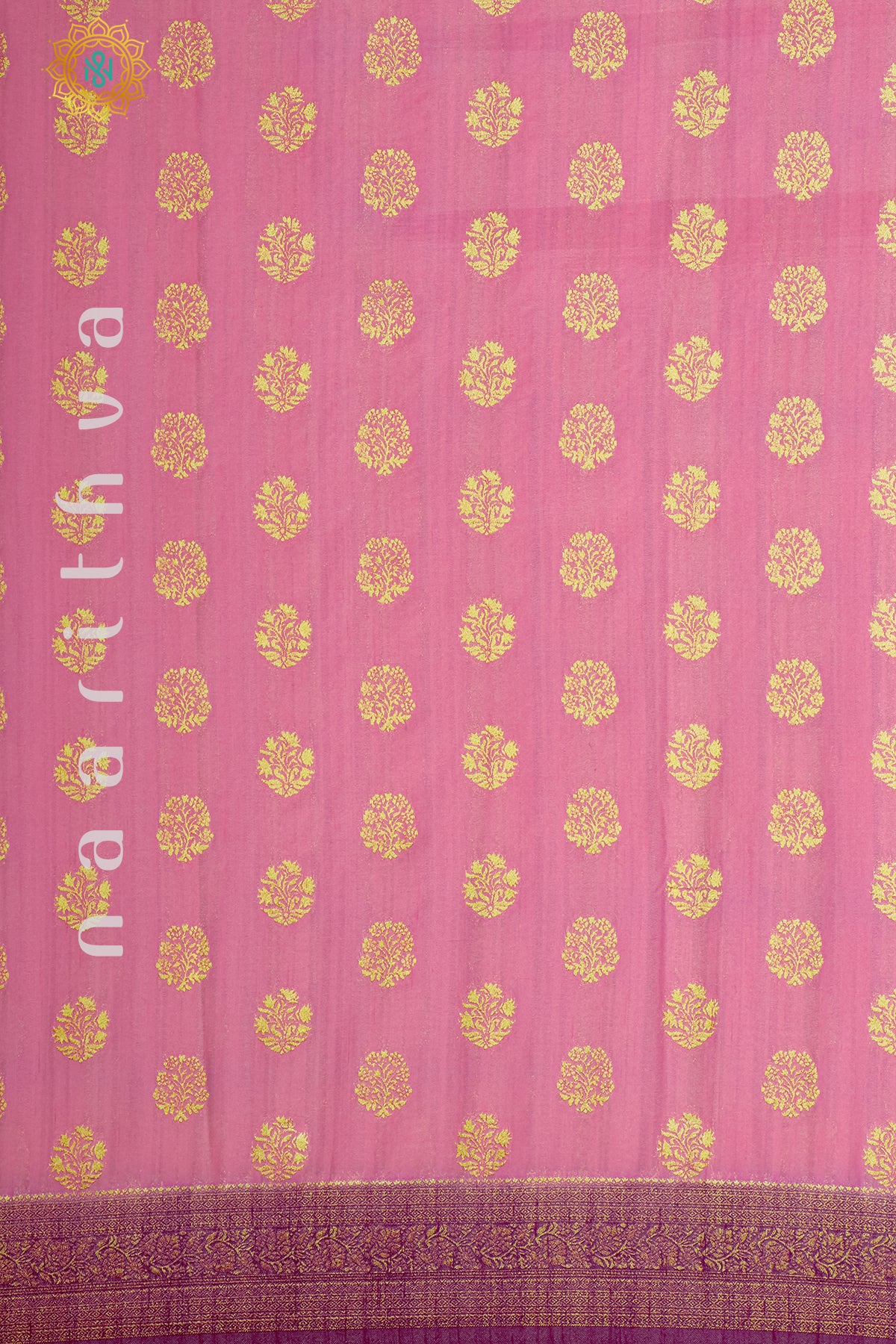 PEACH WITH MAGENTA - SEMI CREPE GEORGETTE