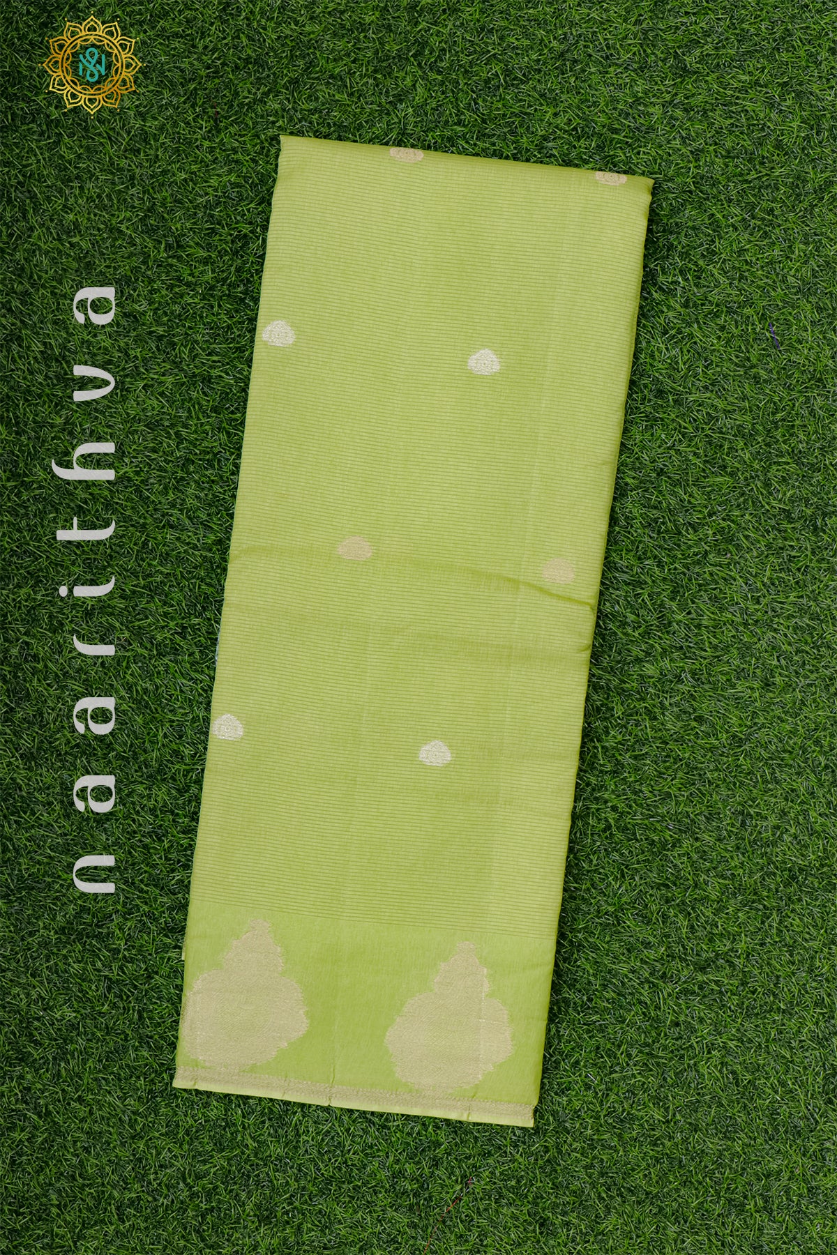 LIGHT GREEN WITH BOTTLE GREEN - SEMI CREPE SILK