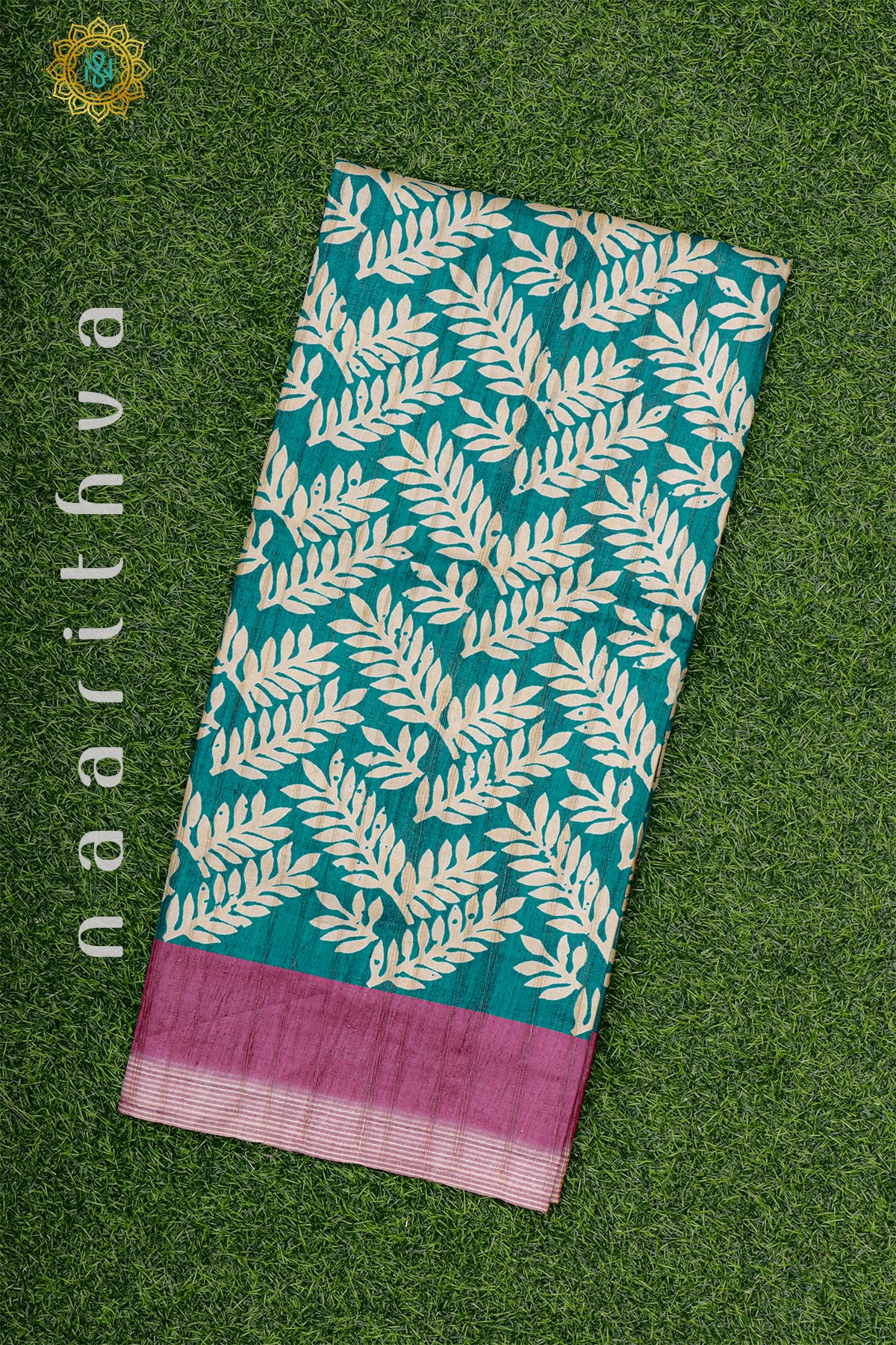 AQUA GREEN WITH PINK - KOTHA TUSSAR