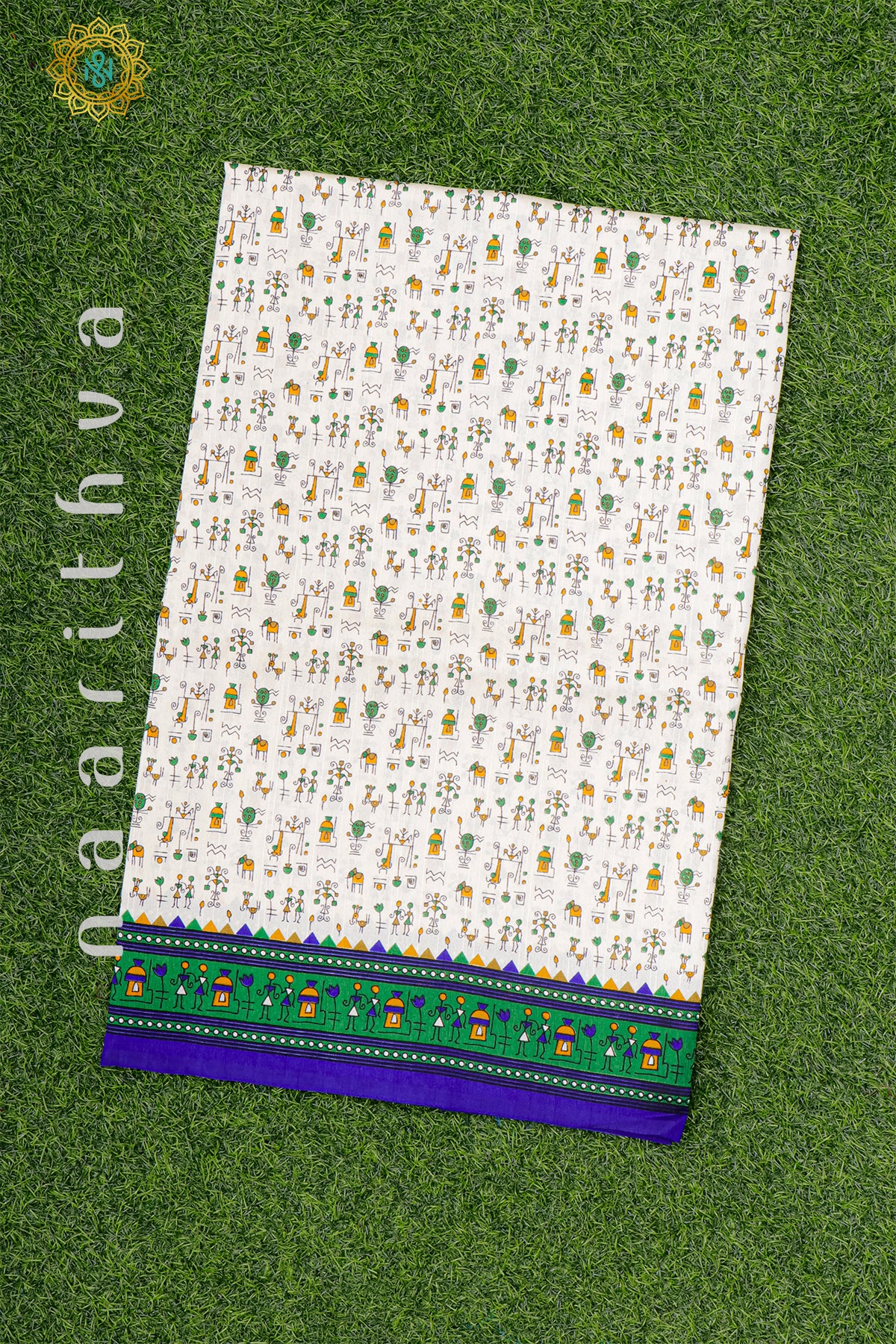 WHITE WITH GREEN & BLUE - KOTHA TUSSAR