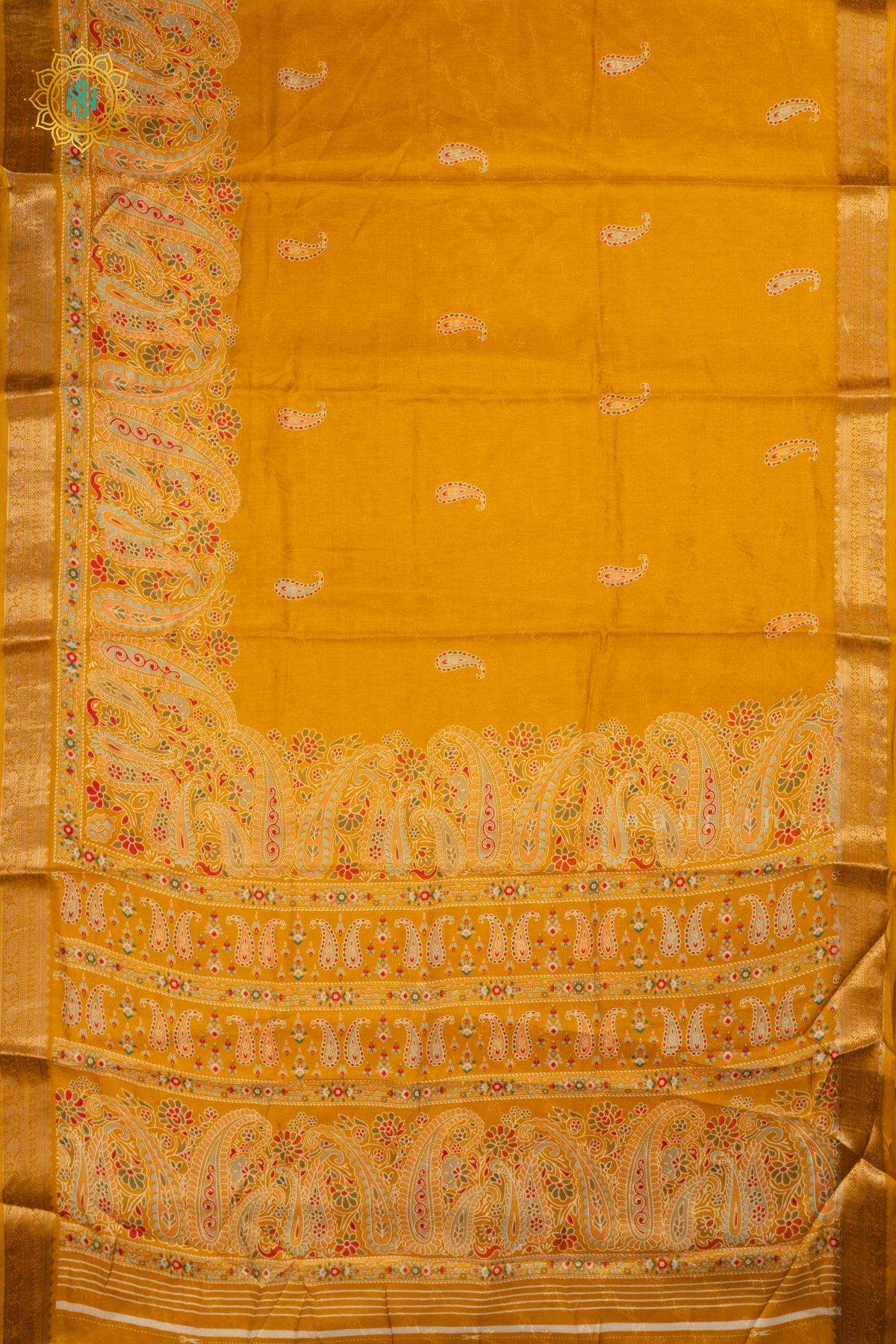 Yellow - Semi Georgette Saree Printed Body With Zari Border