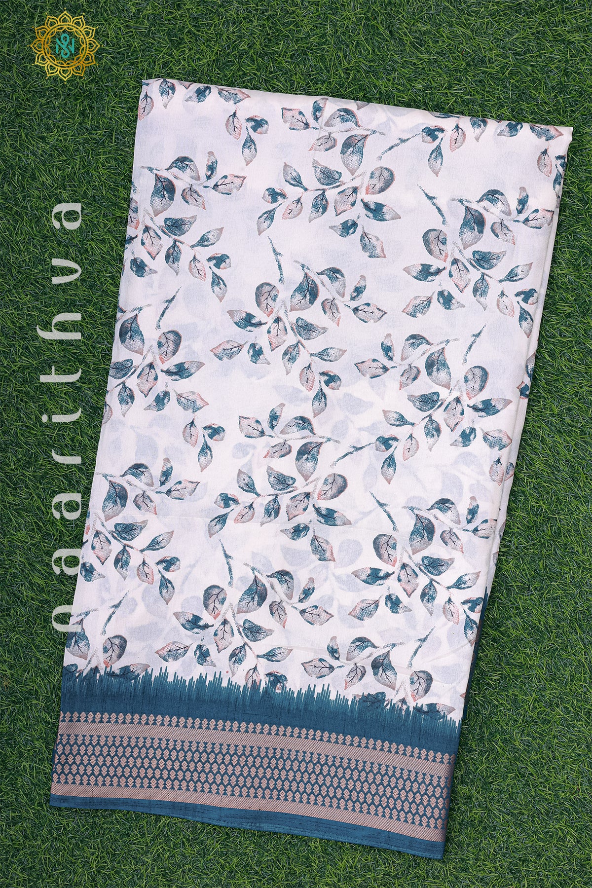 WHITE WITH SKY BLUE - DOLA SILK