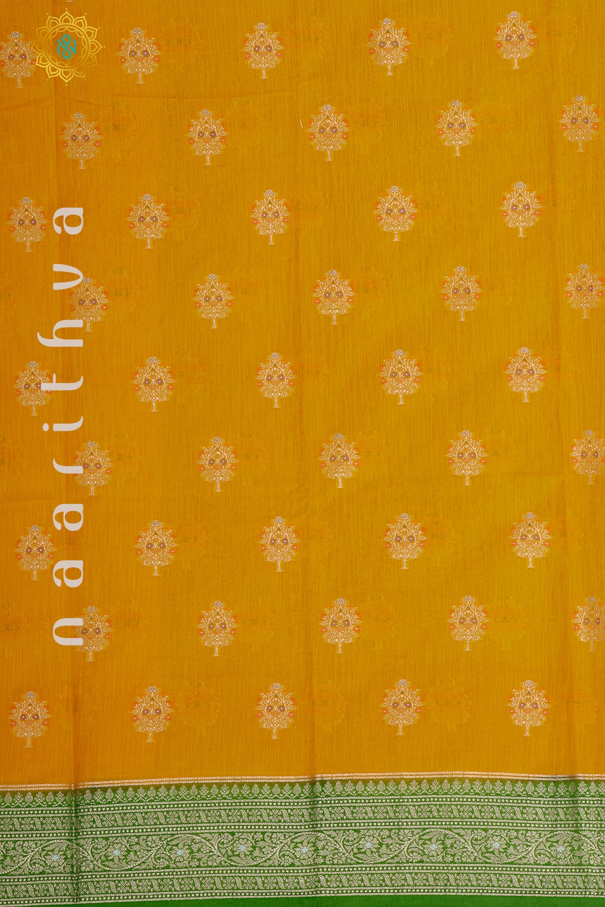 YELLOW WITH GREEN - JUTE COTTON