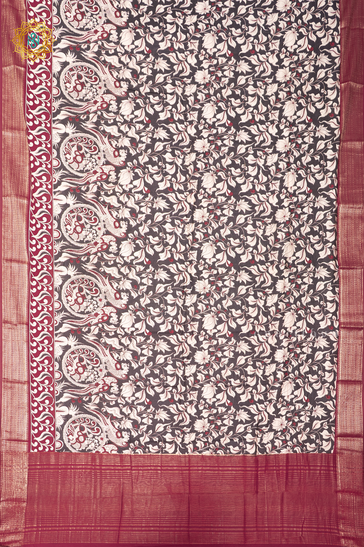 BLACK WITH MAROON - VISCOSE COTTON