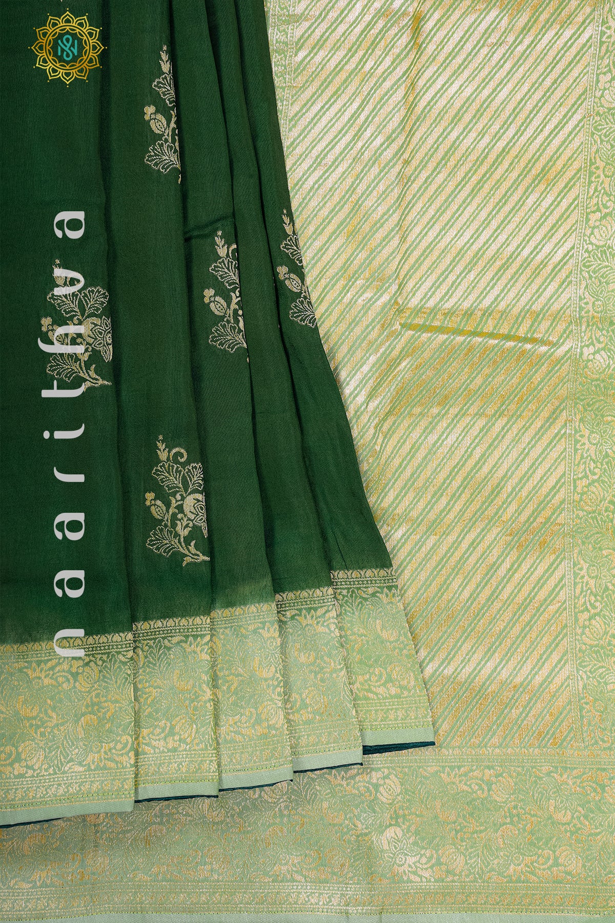 BOTTLE GREEN WITH PISTA GREEN - DOLA SILK