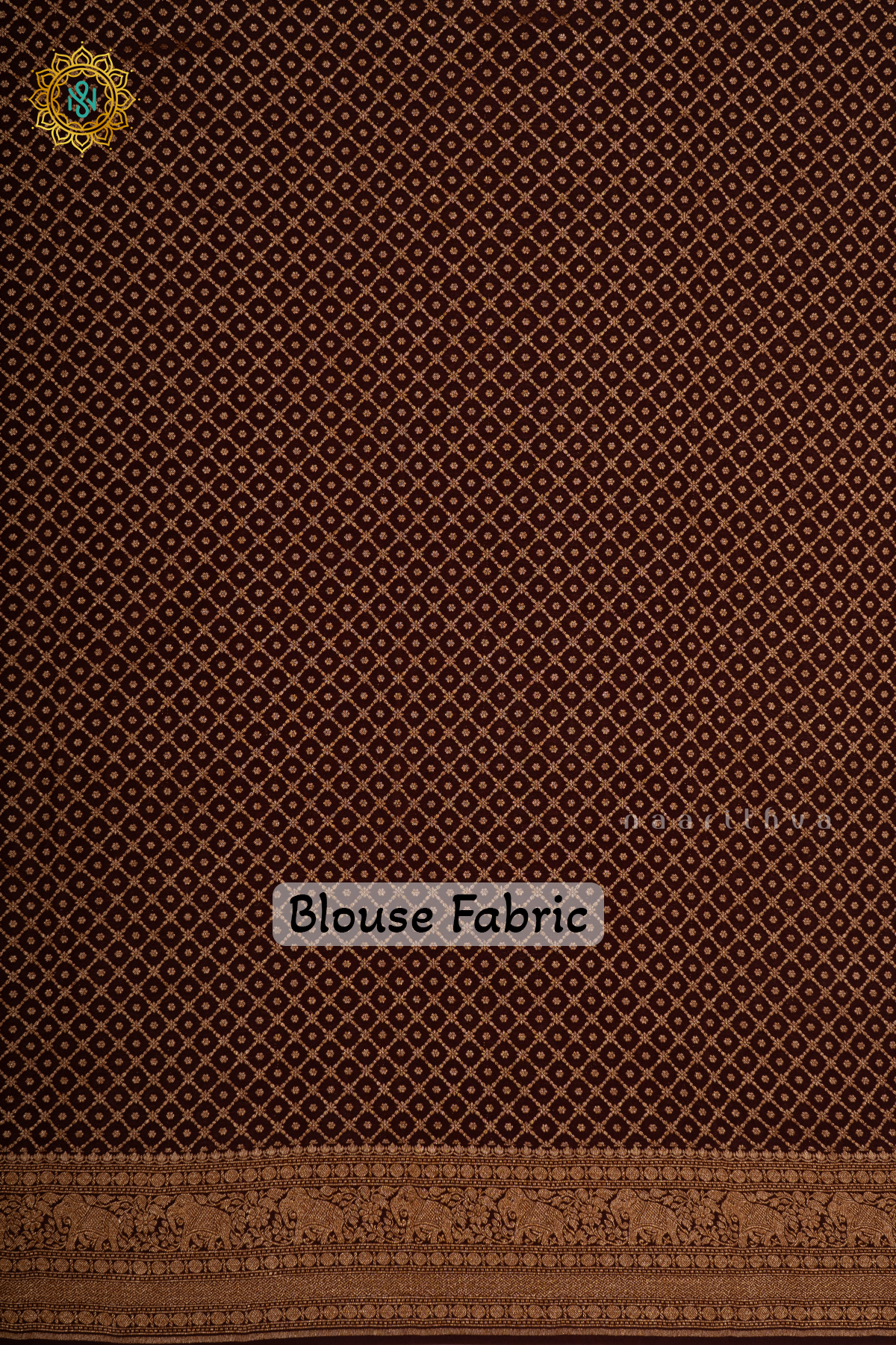 WHITE WITH RED & BROWN - PURE BANARASI CREPE SILK