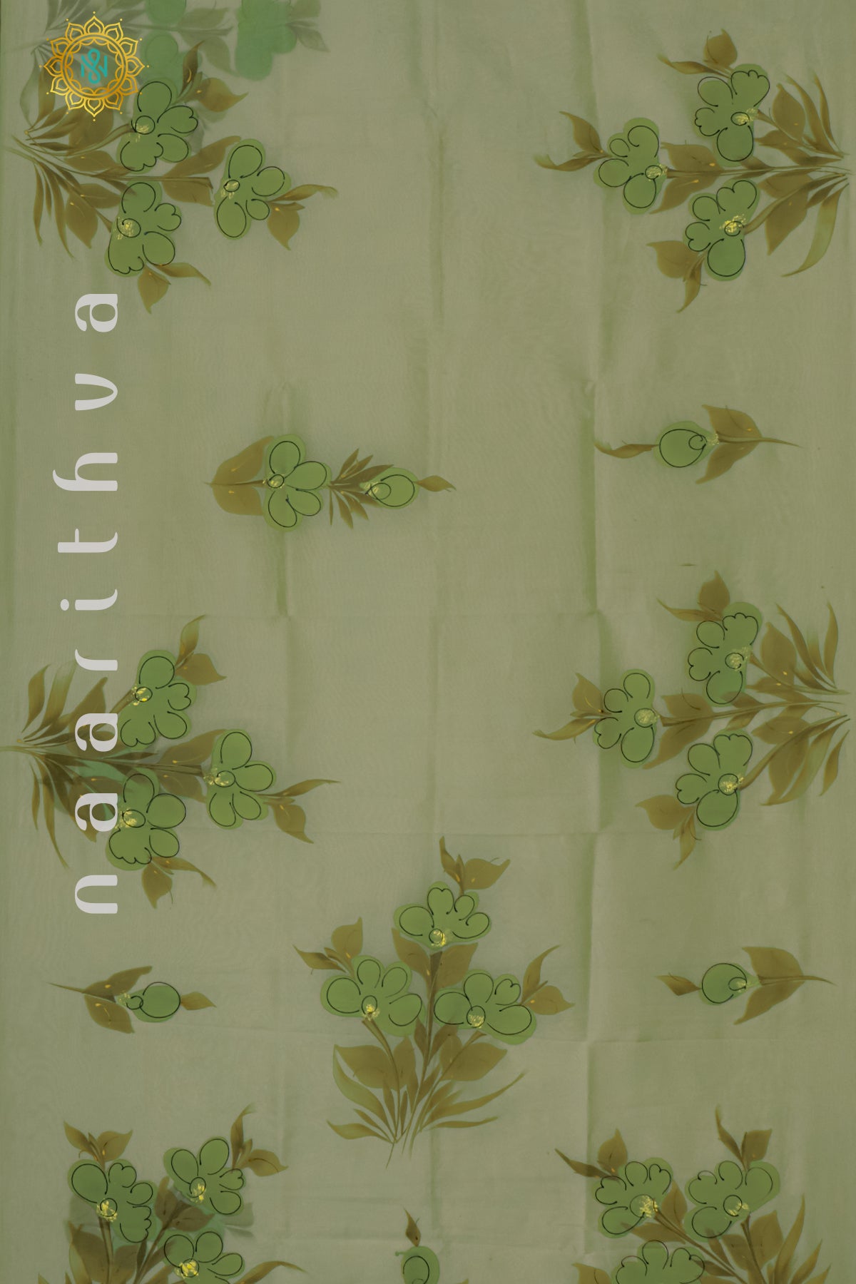 PISTA GREEN - HAND PAINTED ORGANZA