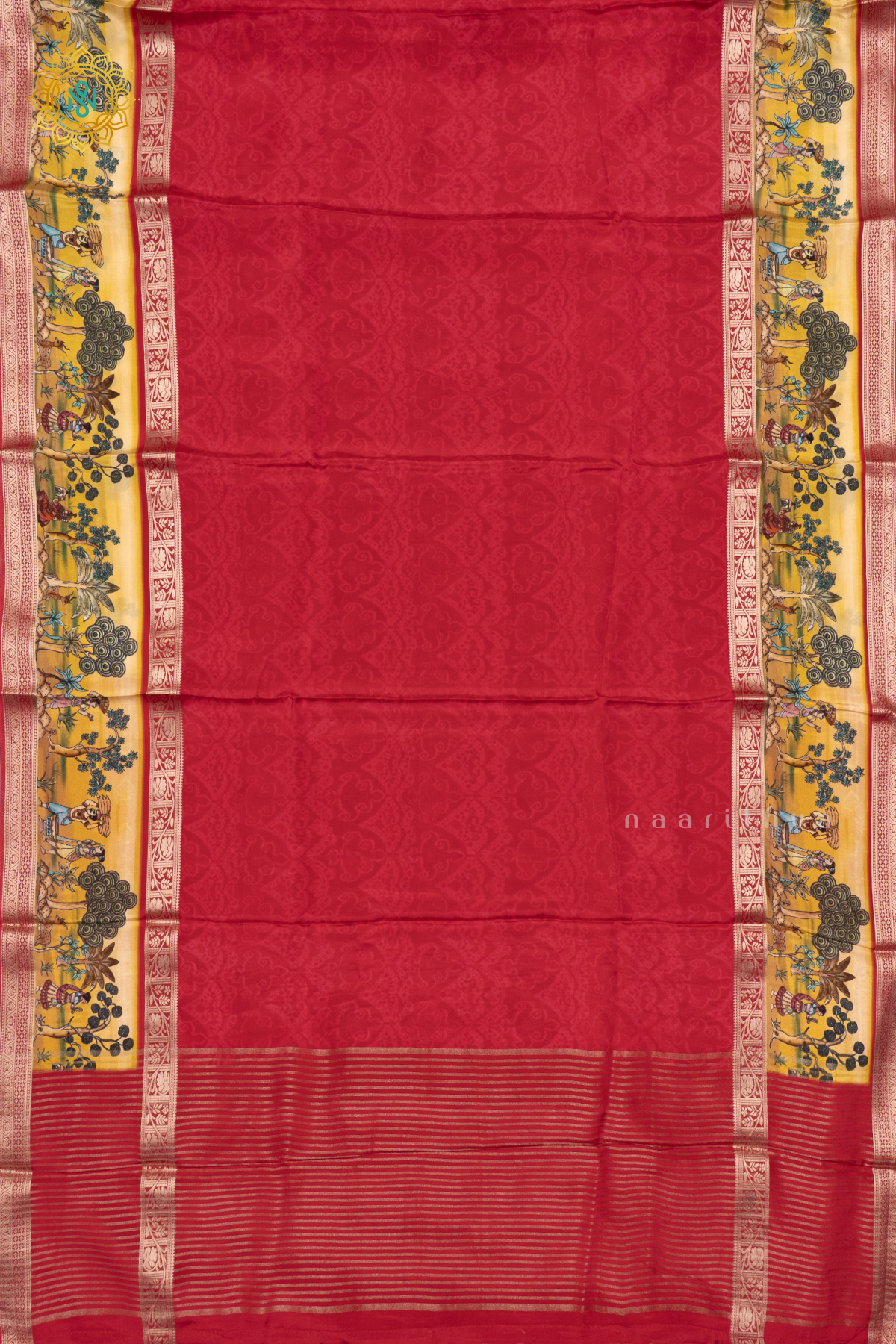 RED WITH YELLOW - SEMI CREPE SILK