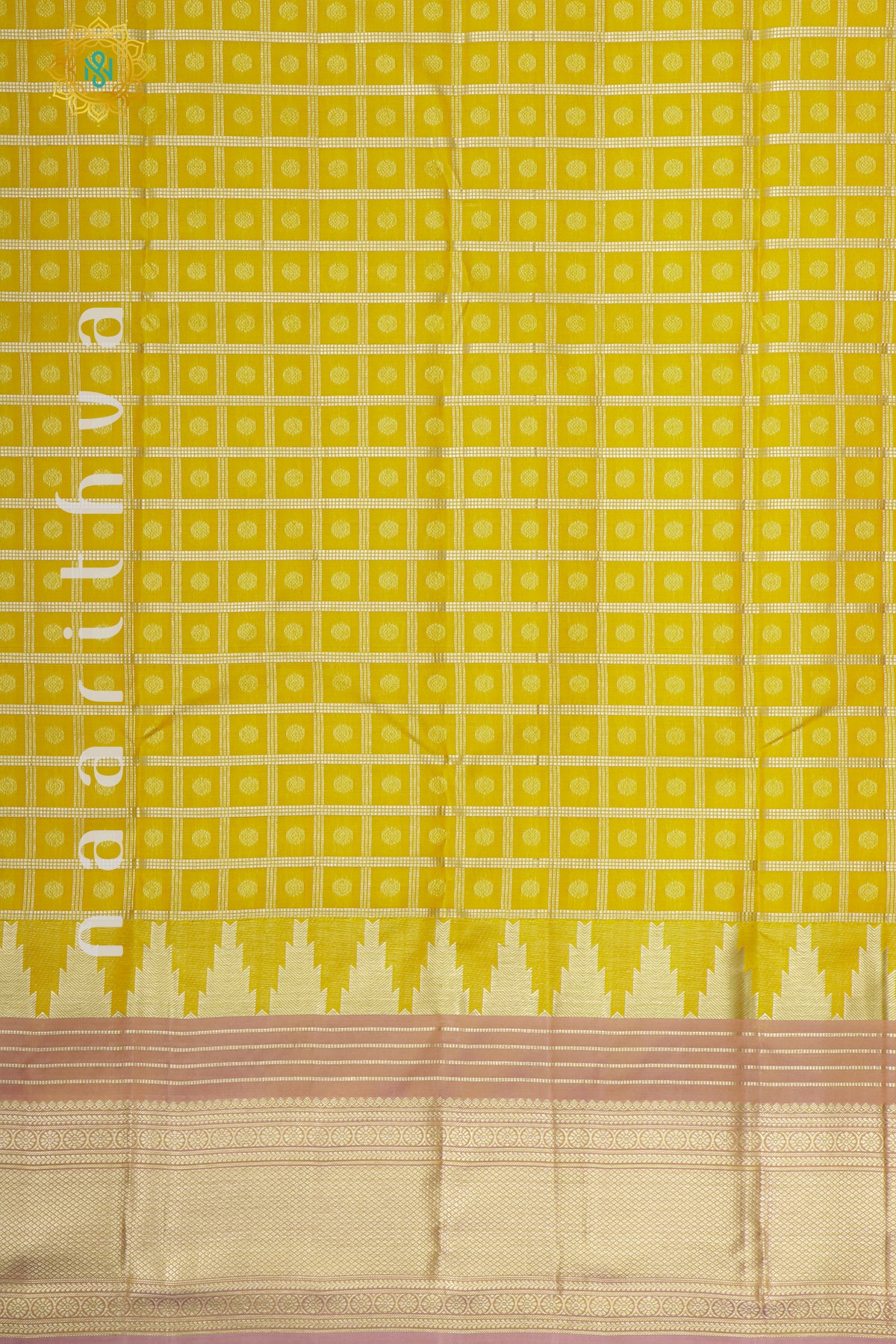 YELLOW WITH LIGHT BROWN - PURE KANJIVARAM SILK