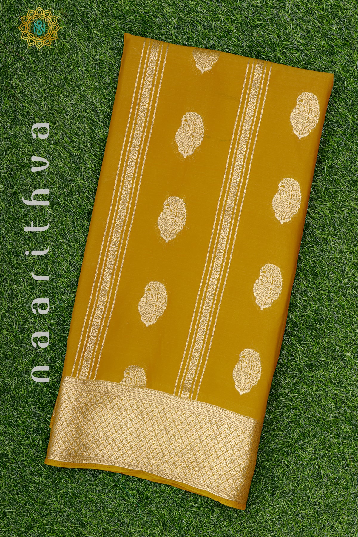 MUSTARD WITH GREEN - SEMI CREPE GEORGETTE