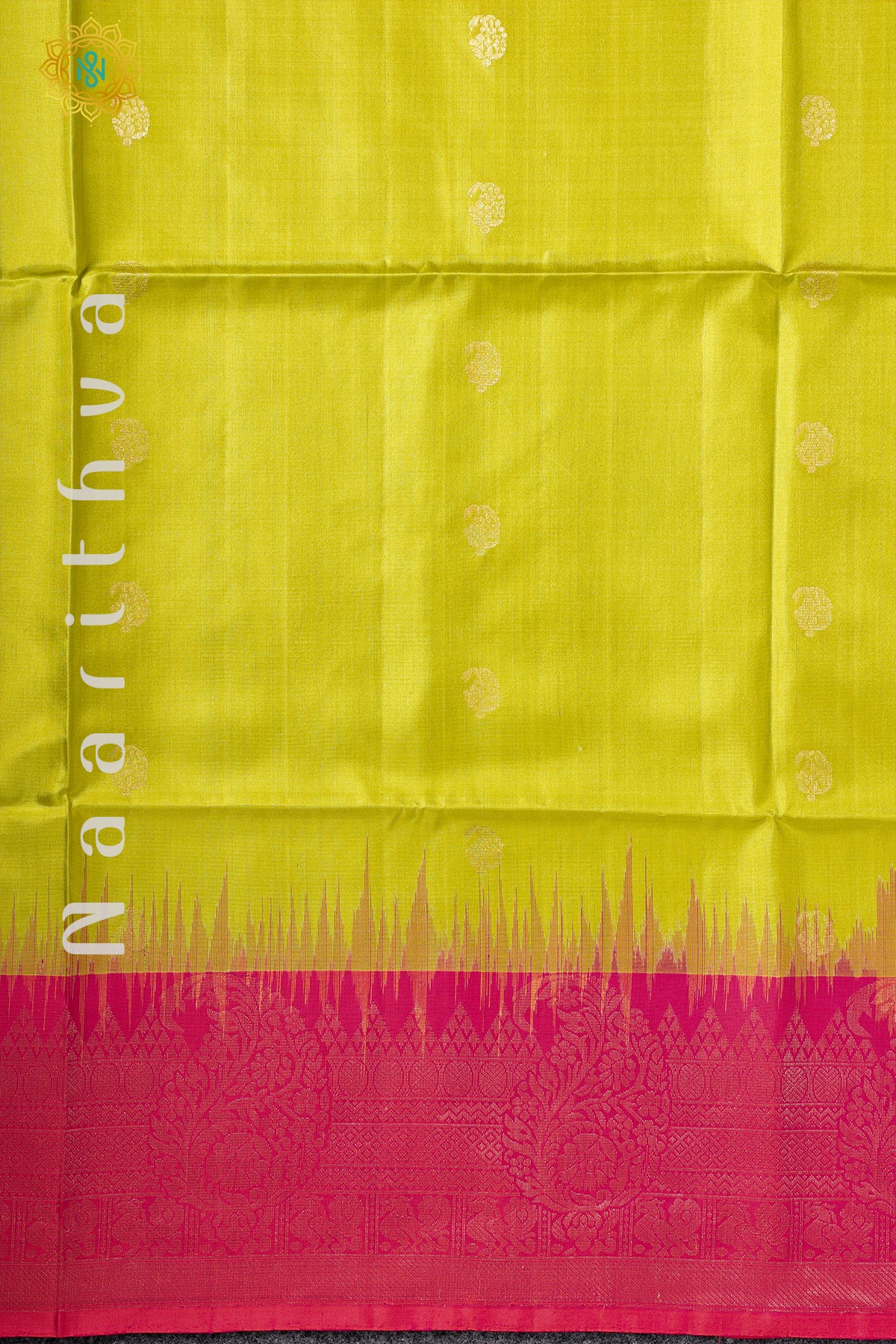 GREEN WITH ORANGISH PINK - PURE KANJIVARAM SOFT SILK