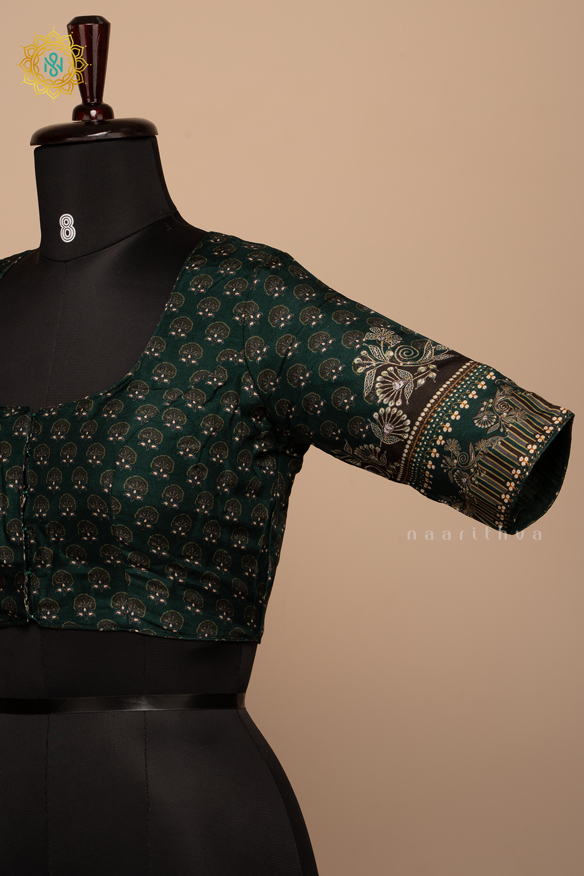 Green - Dola Silk Readymade Blouse Allover Prints On the Body