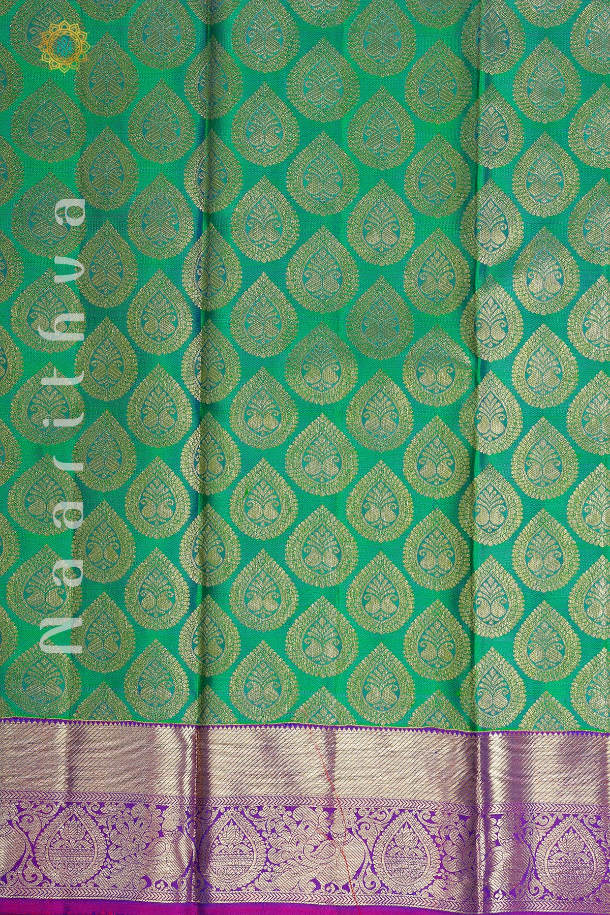 GREEN WITH PURPLE - PURE KANJIVARAM SILK